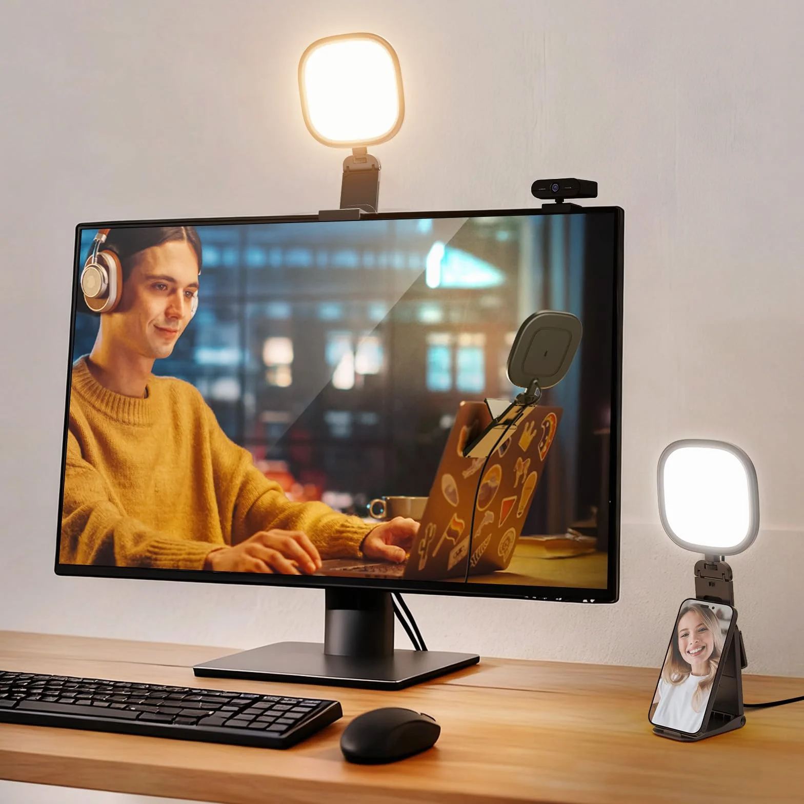 NEEWER Basics podświetlany kij do monitora 5" 10 W z podstawką, dwukolorowy panel USB LED, CRI95, lampa biurkowa do laptopa, kamera internetowa, wideokonferencje, zoom, połączenia, streaming, NL10