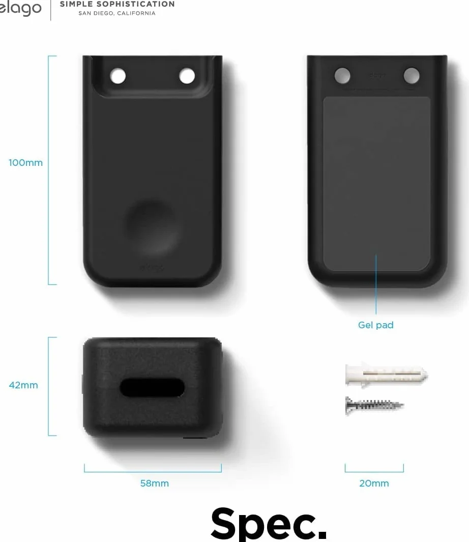 elago Uniwersalny uchwyt na pilot zdalnego sterowania – kompatybilny z pilotem Apple TV i innymi elementami sterującymi, mocna naklejka, szczegółowy projekt (średni, czarny)