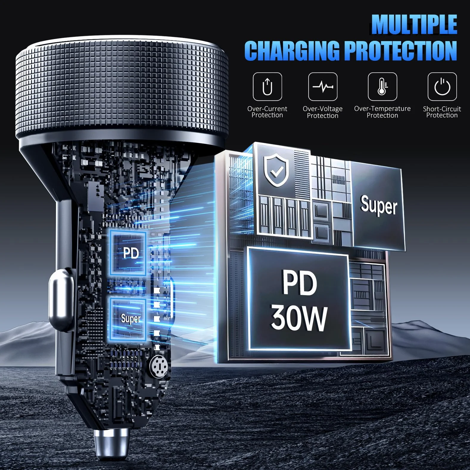 Ładowarka samochodowa USB C, 78W 4-portowy adapter ładowarki samochodowej, szybkie ładowanie ładowarki telefonicznej, podwójny adapter USB C dla iPhone 16 15 14 13 12, iPad, Samsung Glaxy, Android