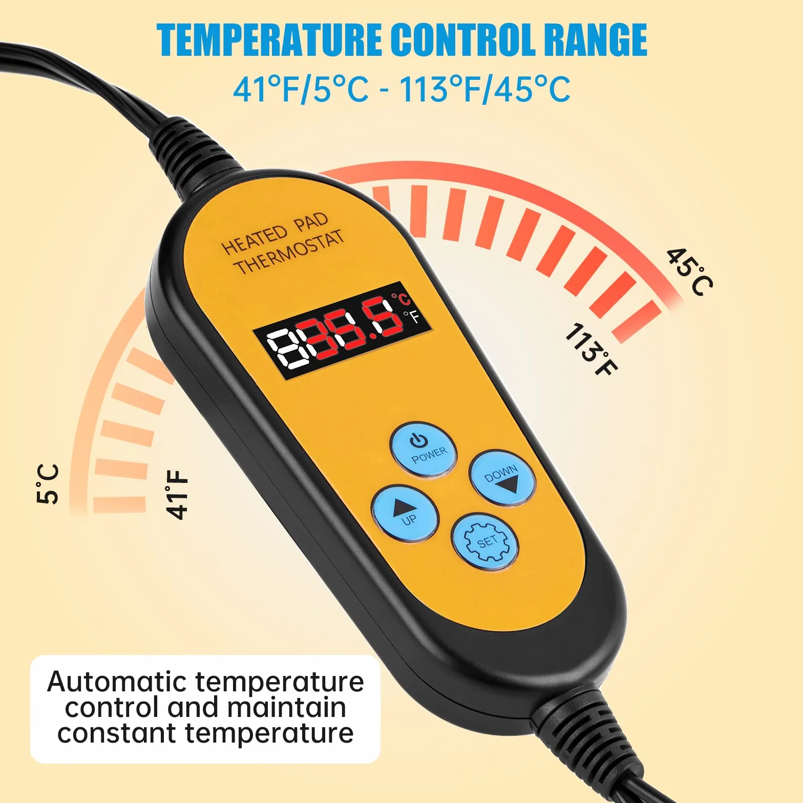 WADEO Mata grzewcza dla roślin 52 x 25 cm, mata grzewcza dla sadzonek z termostatem od 5°C do 45°C, wodoszczelna mata grzewcza do szklarni, mata grzewcza do kiełkowania sadzonek