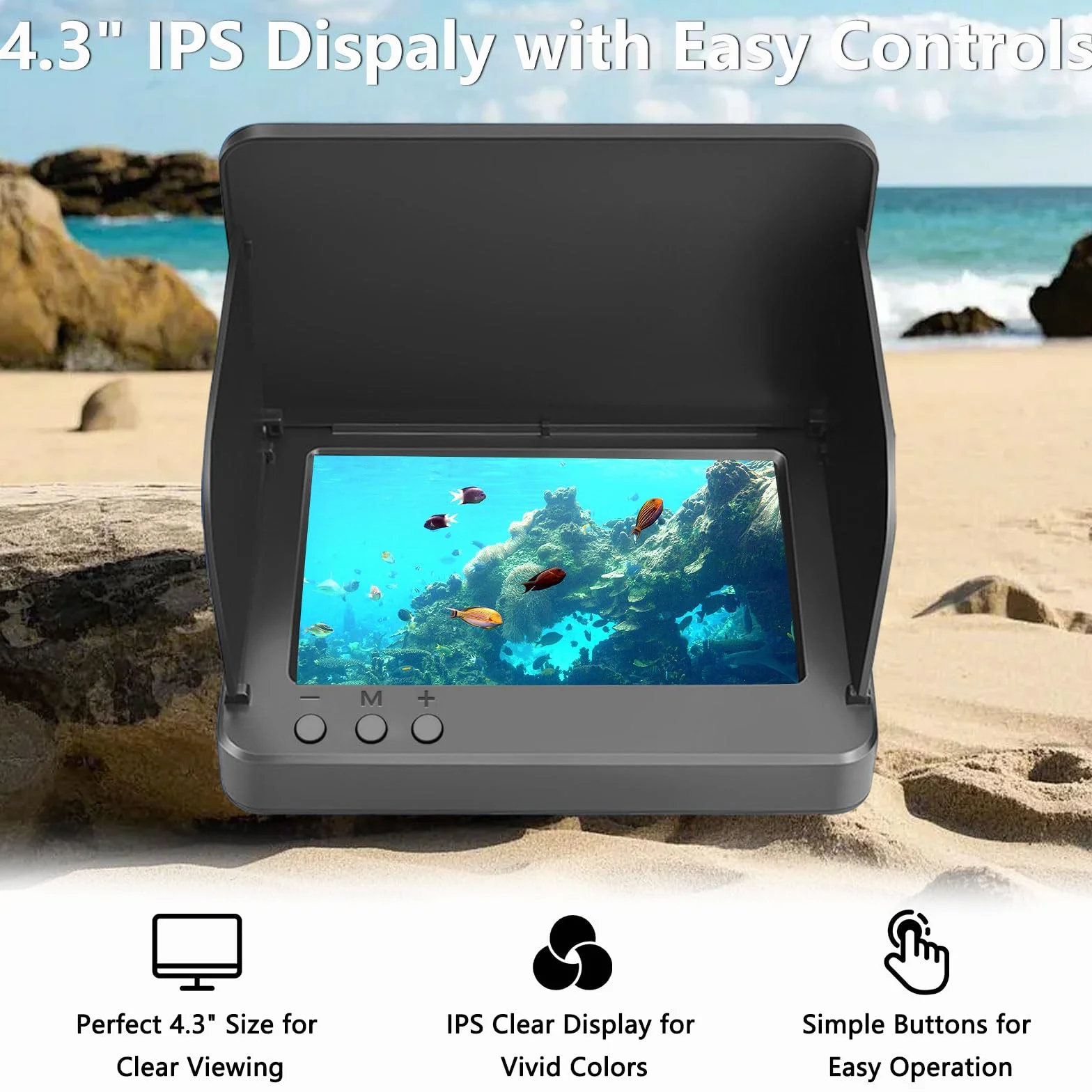 Podwodna kamera wędkarska z wyświetlaczem 4,3", przenośny FishFinder z noktowizorem, szeroki kąt widzenia 195°, FHD, wodoszczelność IP67, kabel 20 m – do łowienia na lodzie, rzece i łodzi