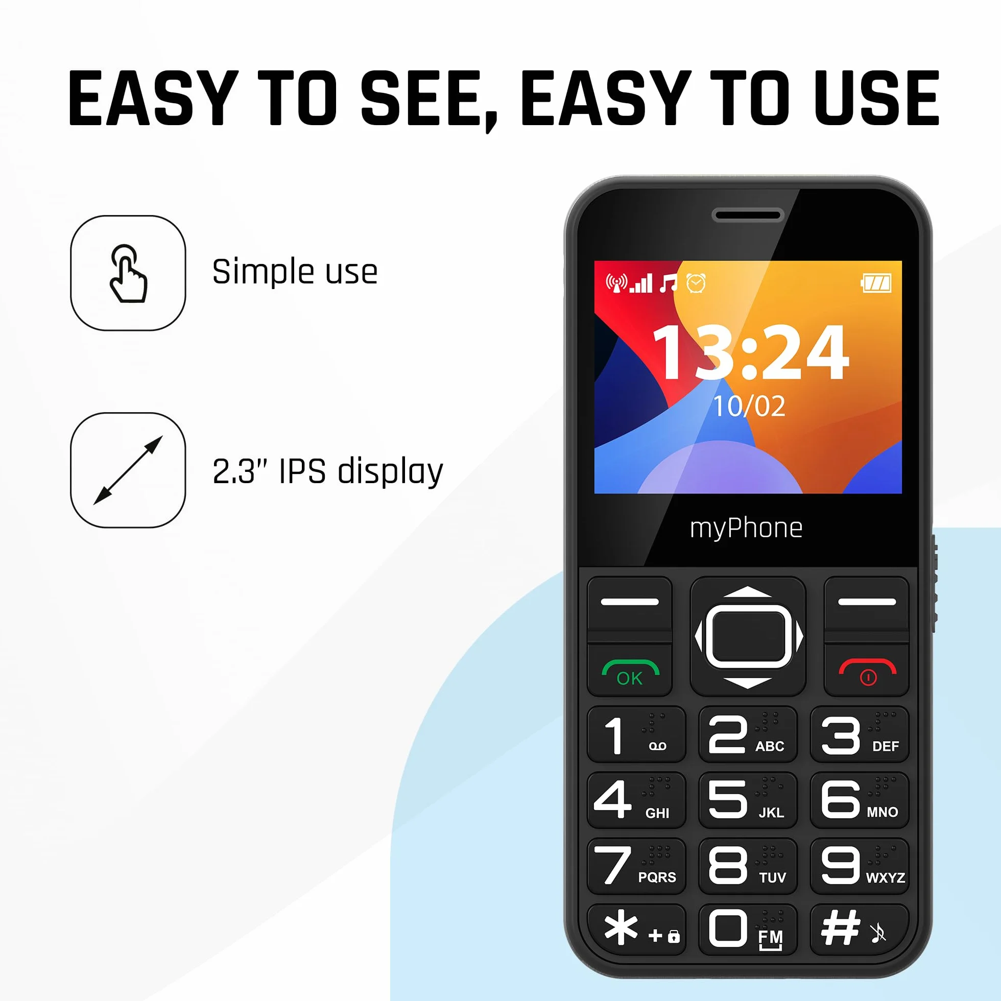 MP myPhone Halo 3 Telefon z czytelną latarką LED, Czarny