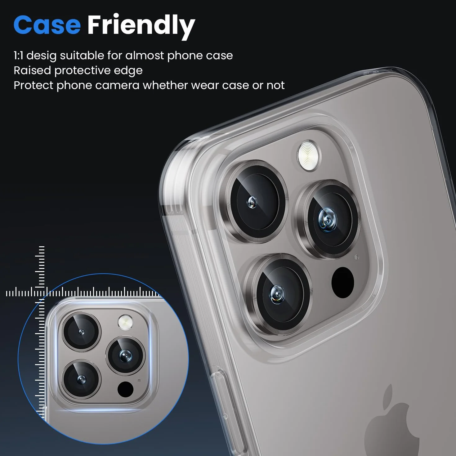 WSKEN Osłona obiektywu aparatu iPhone 16 Pro/iPhone 16 Pro Max - [Zachowaj oryginalne fotografowanie] Nietłukąca się osłona ekranu aparatu ze szkła hartowanego Ultra HD 9H, metalowy pierścień,
