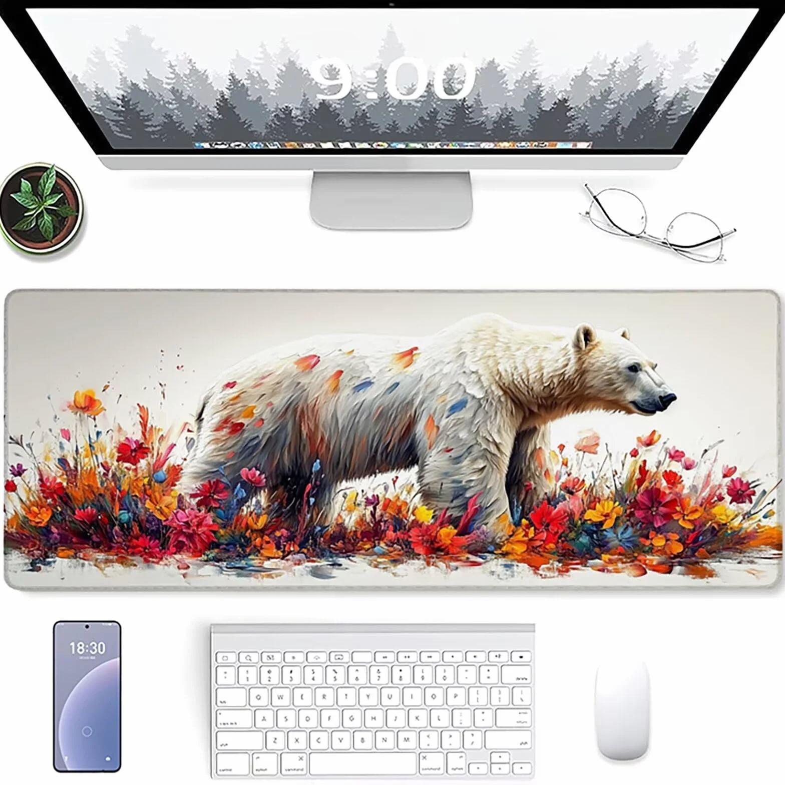 Podkładka pod mysz do gier biała podkładka pod mysz XXL 1200 x 600 x 3 mm, podkładka pod mysz ze zwierzętami podkładka na biurko duże biurko ze zszytymi krawędziami do klocków PC akcesoria do gier