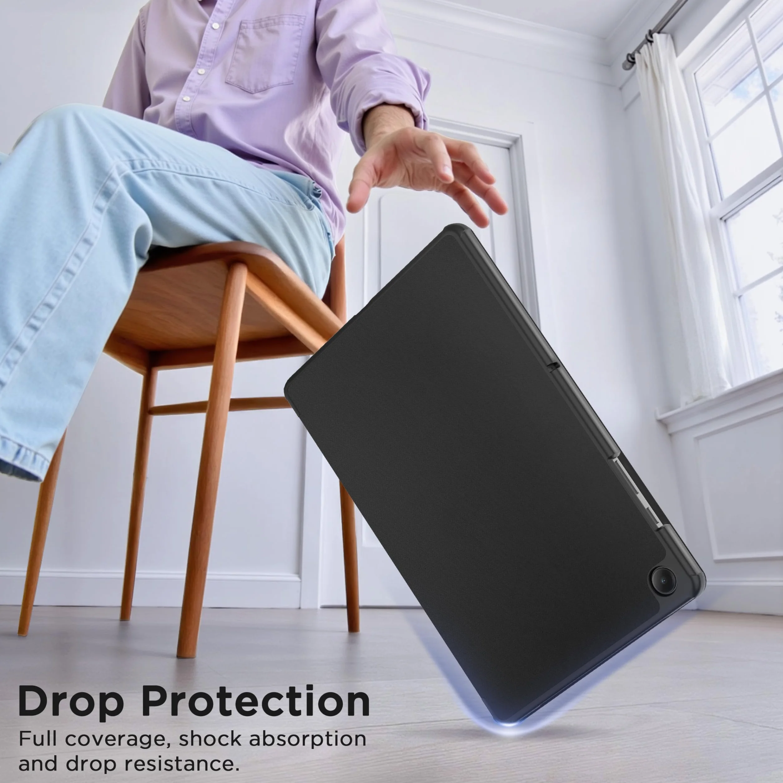 Etui do tabletu Samsung Galaxy Tab A11+ Plus A9+ 11 cali 2025, ultracienka obudowa z poliuretanowym tworzywem sztucznym, stojak, automatyczne uśpienie/budzenie, czarna