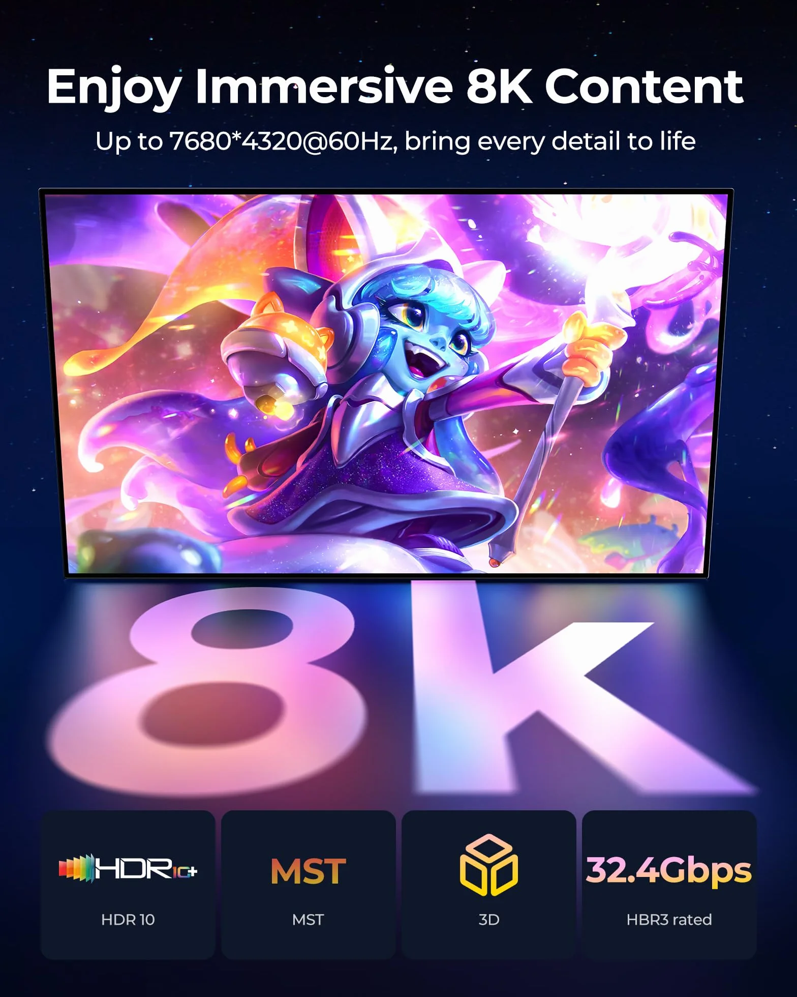 Silkland Kabel DisplayPort 1.4 3M [certyfikat VESA], 4K@144Hz, 2K@240Hz/180Hz/165Hz, 8K@60Hz, HBR3 32.4Gbps, HDR, DSC 1.2, HDCP 2.2, G-Sync&FreeSync, Kabel DP 1.4 do Gaming-Monitor, Karty Graficznej