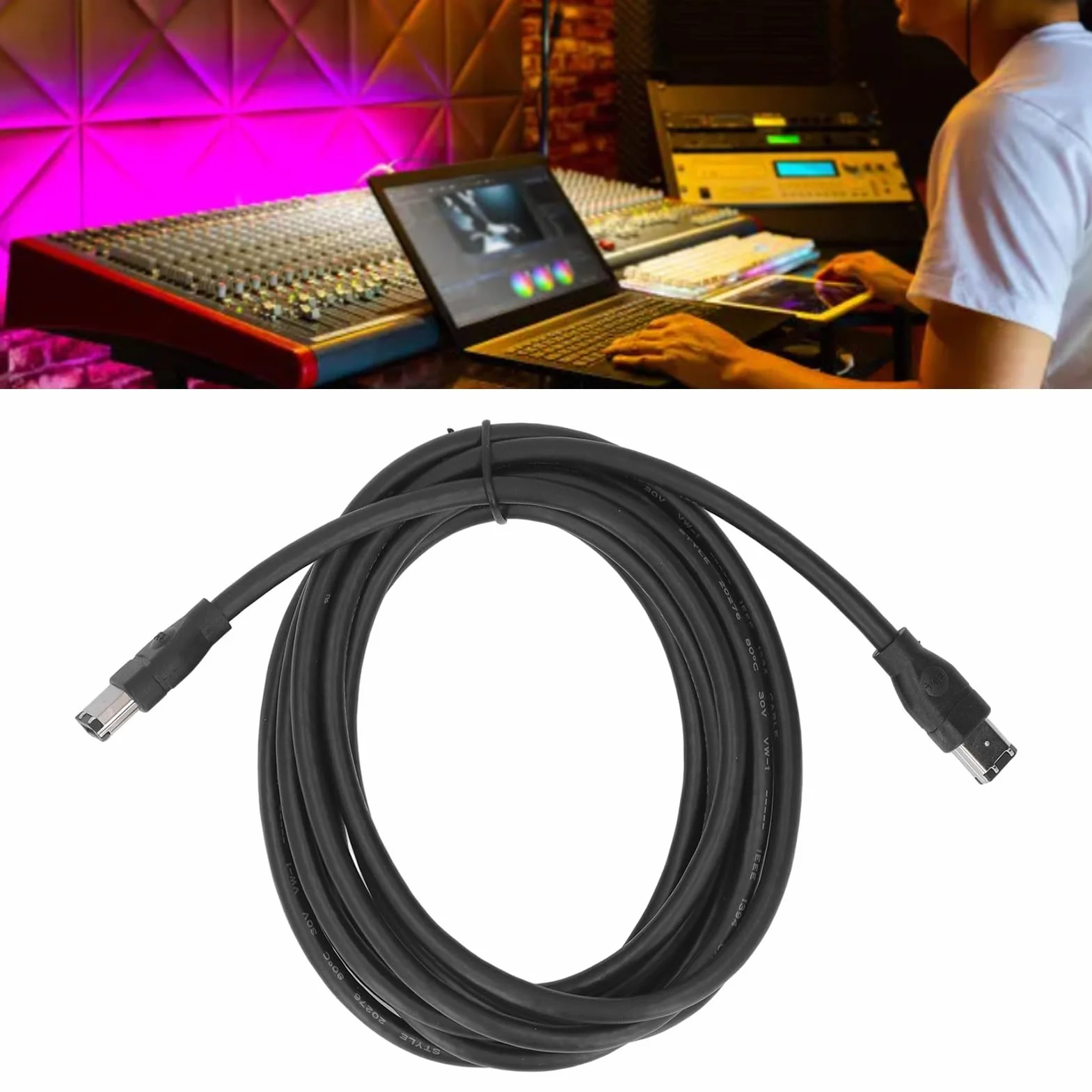 Kabel Firewire IEEE 1394, 9,8 Stopy 1394 6-pinowy Męski na 6-pinowy Męski Kabel Firewire, 400Mbps Kabel Firewire do Kamer, Aparatów Cyfrowych, Drukarek, Skanerów itp.
