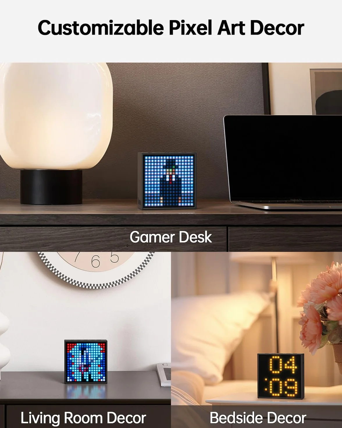 Divoom Timebox evo Pixel Art LED Bluetooth Speaker App Control, inteligentny przenośny głośnik bezprzewodowy z potężnym basem, obsługuje radio z budzikiem, mikrofon (czarny, 1 opakowanie)