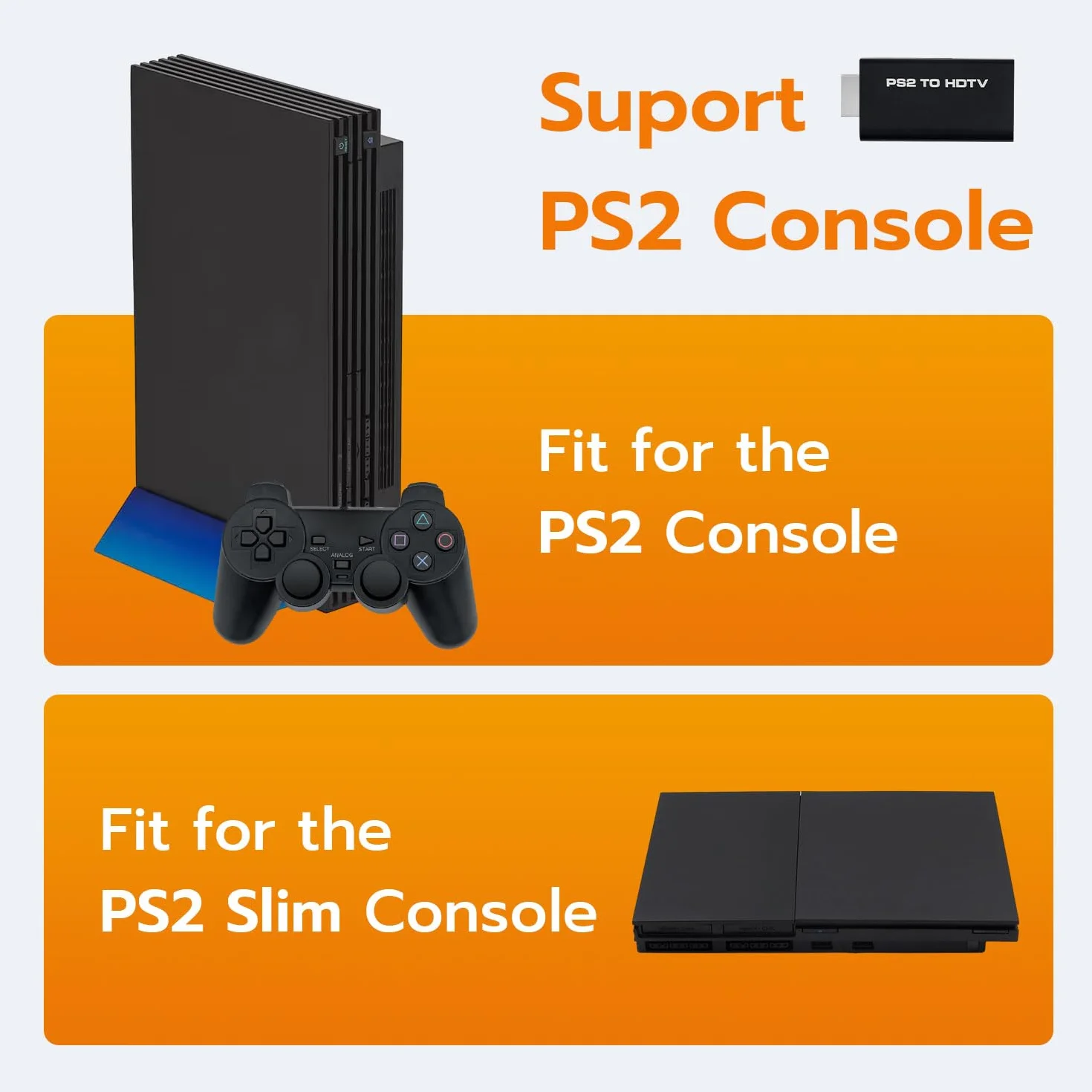Mcbazel PS2 do HDMI Audio Video Adapter Konwerter z 3,5 mm wyjściem audio dla HDMI TV