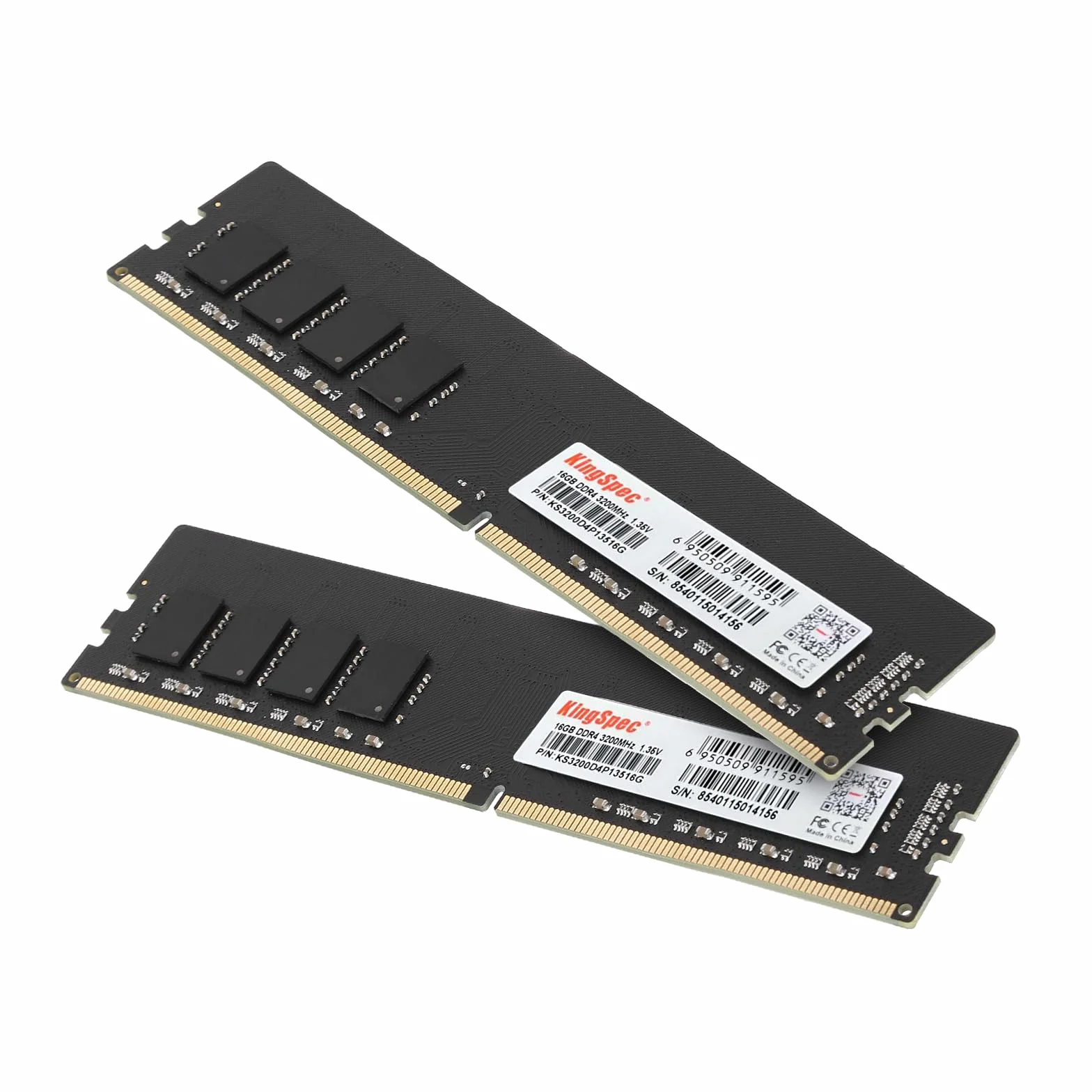 KingSpec 32 GB (2 x 16 GB) DDR4 RAM 3200 MHz do komputerów stacjonarnych - Plug-and-Play, do użytku domowego i biurowego, wersja standardowa, 288-pinowa pamięć DIMM CL18 1,35 V kompatybilna z