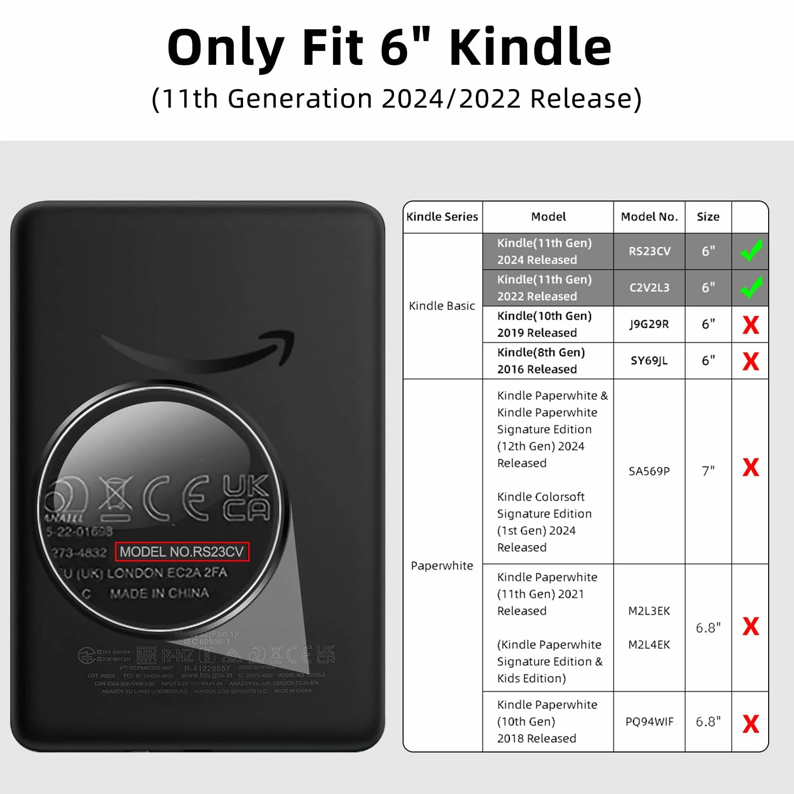 Etui na Kindle 15.2 cm 2024/2022 (11 generacji), lekki pokrowiec ze skóry PU i przezroczysta twarda tylna obudowa z paskiem na rękę, automatyczne uśpienia/budzenie (sakura pink)