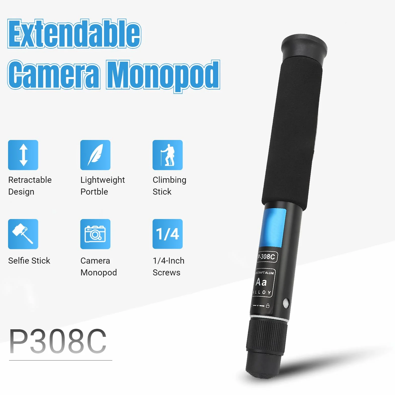Lekki monopod podróżny z włókna węglowego, 63", 8 sekcji, antypoślizgowy, przenośny aparat fotograficzny, 28-157 cm