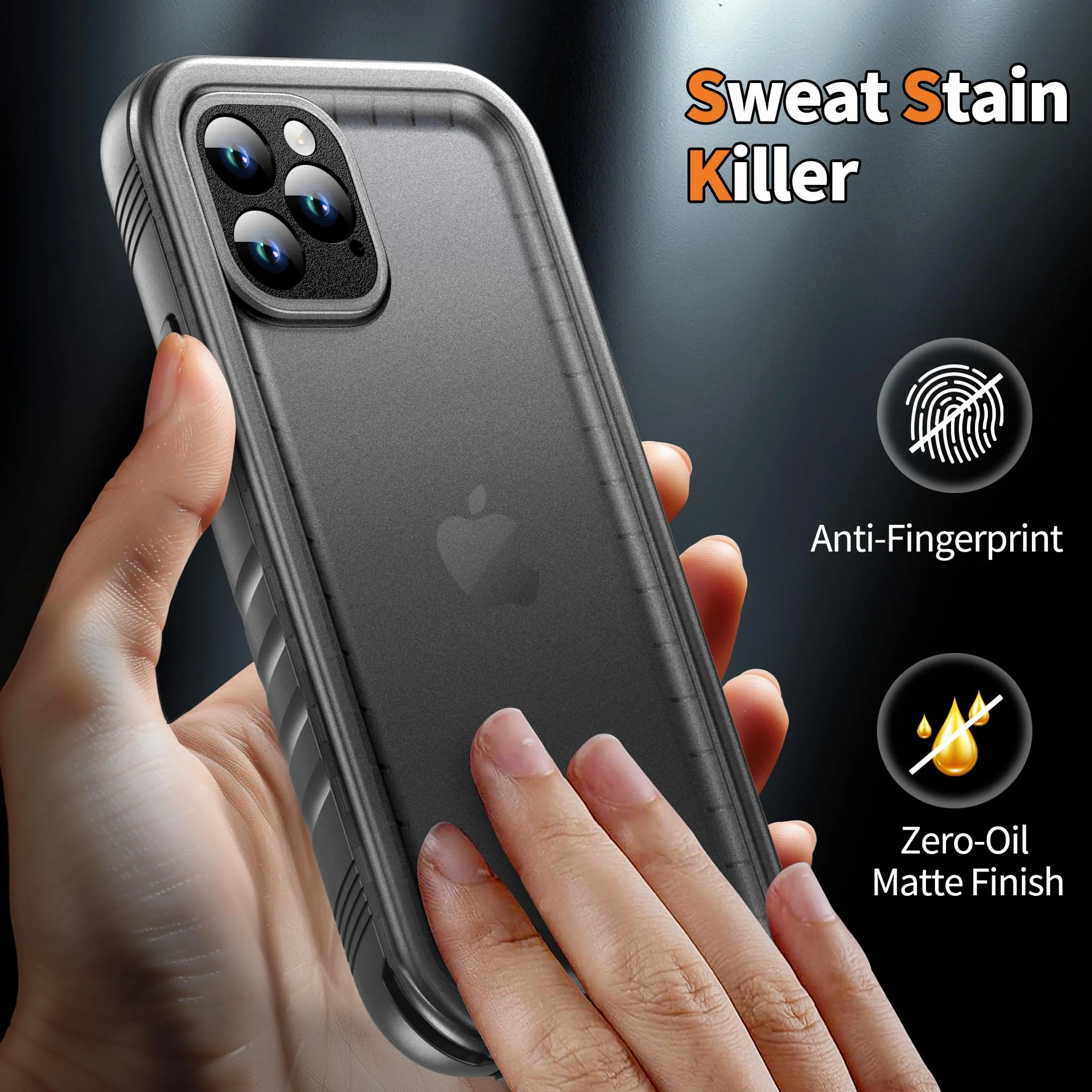 Cozycase Wojskowe Pancerne Etui do iPhone 11 Pro Wodoszczelne IP68 360 Case Z Pełna Ochroną Ekranu i Aparatu Smycz Obudowa Full Dwustronne 11Pro Waterproof Cover Czarny