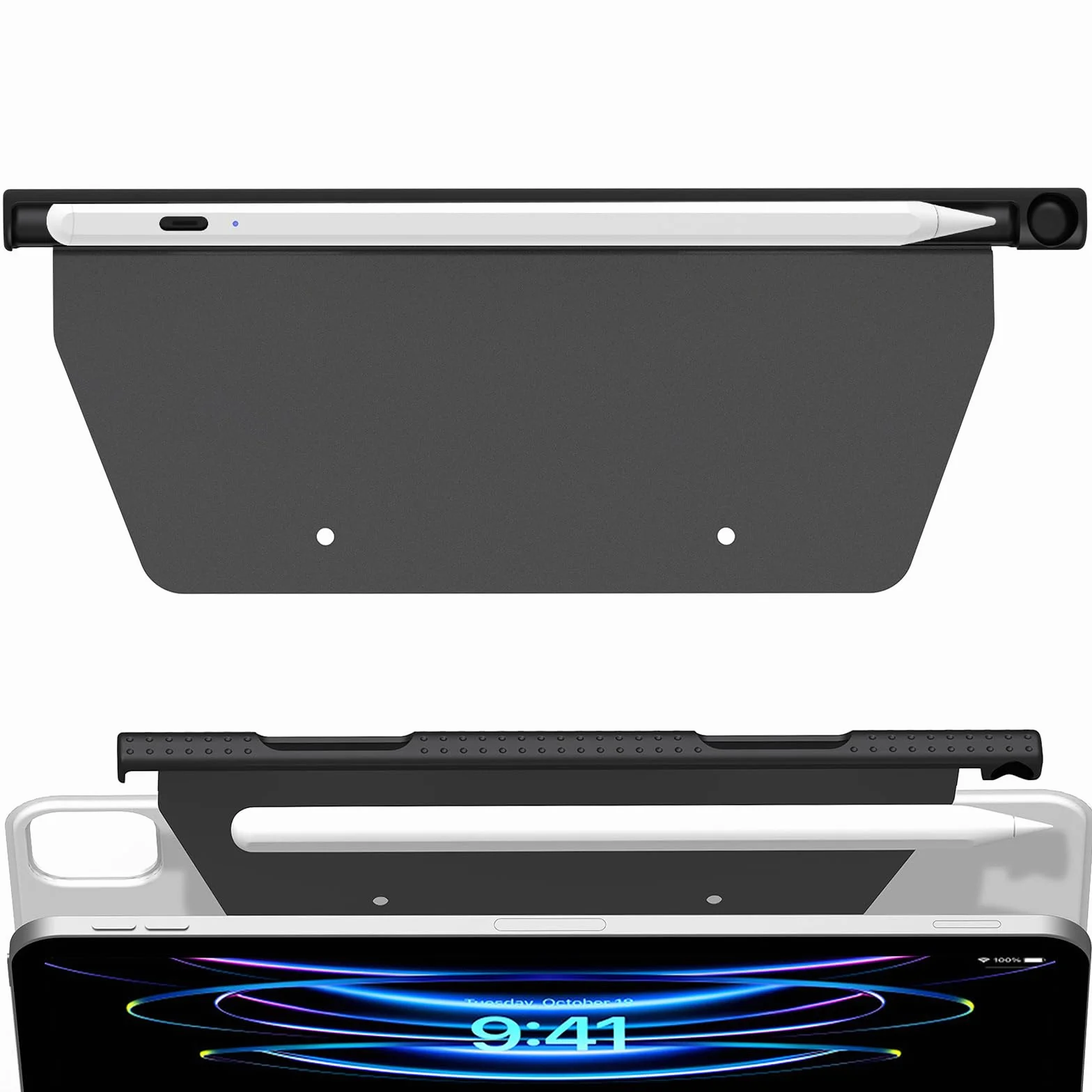 Uchwyt na długopis/pióro dla Apple Pencil 2. generacji, etui kompatybilne z Magic Keyboard, Smart Keyboard Folio i innymi magnetycznymi etui, uchwyt na rysik do iPada - czarny
