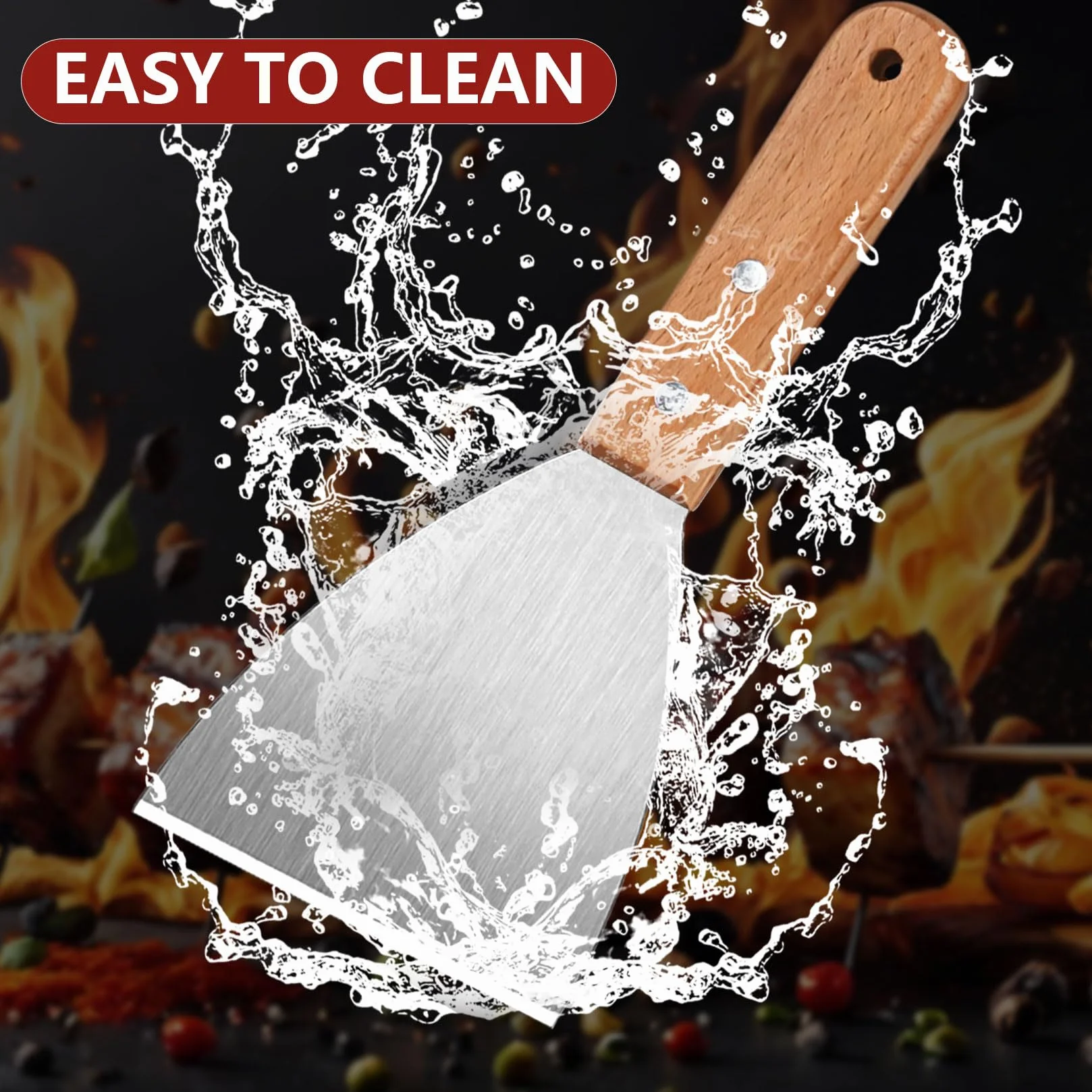 Zestaw 2 szpatułek ze stali nierdzewnej do grilla Plancha i Teppanyaki BBQ