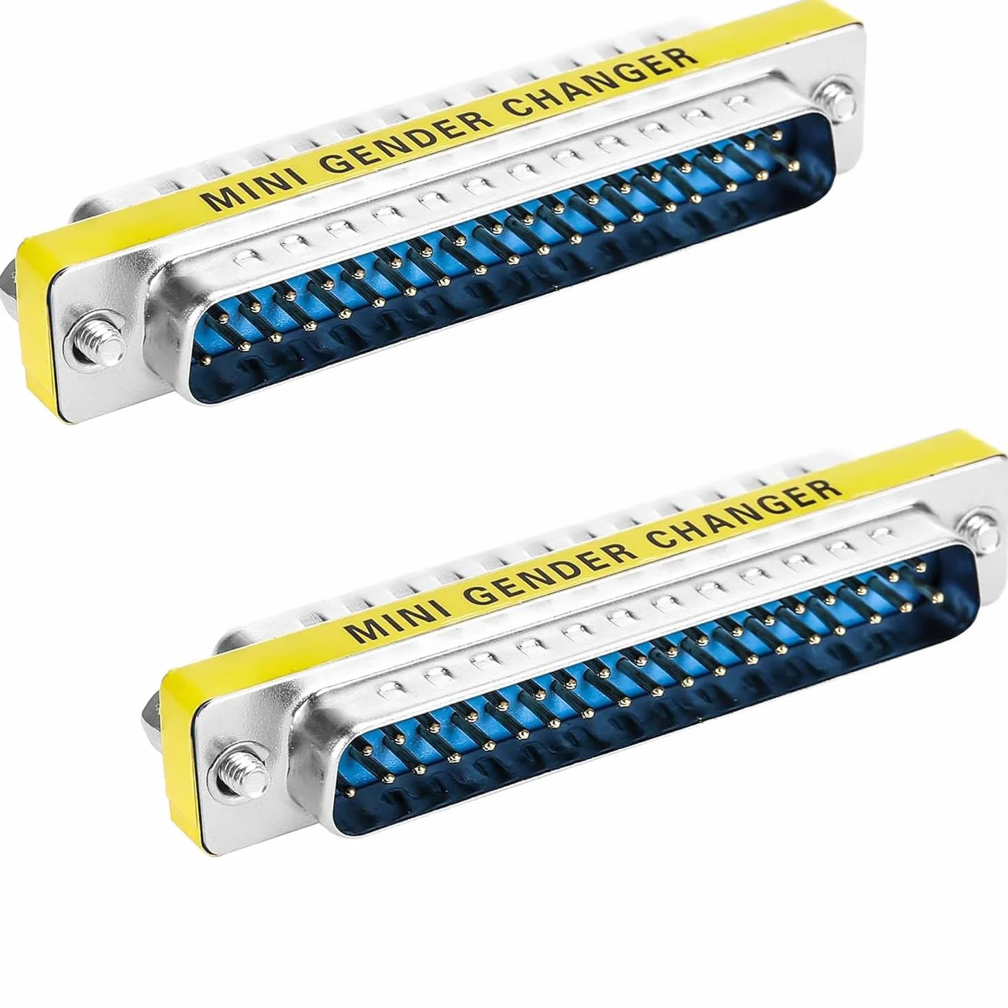 2 szt. DB37 męski na męski łącznik łącznik, 37-pinowy adapter szeregowy DB37 do zmiany płci, transferu danych i urządzeń