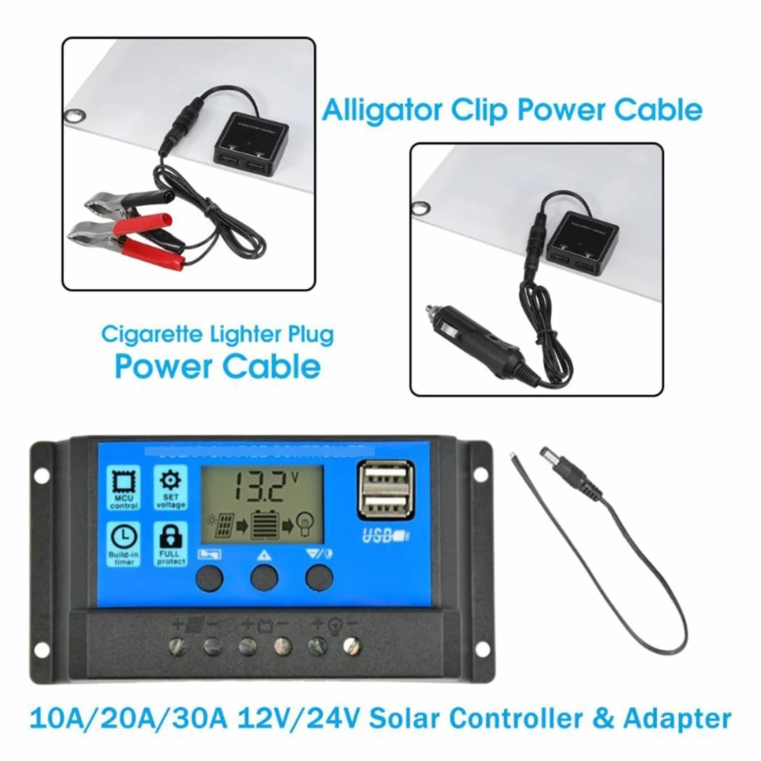 łAdowarka Z Panelem SłOnecznym Panel słoneczny podwójny 12 v/5 v USB z kontrolerem wodoodporne ogniwa słoneczne poli ogniwa słoneczne do samochodu jacht RV ładowarka(60W-Panel Kit-40A)