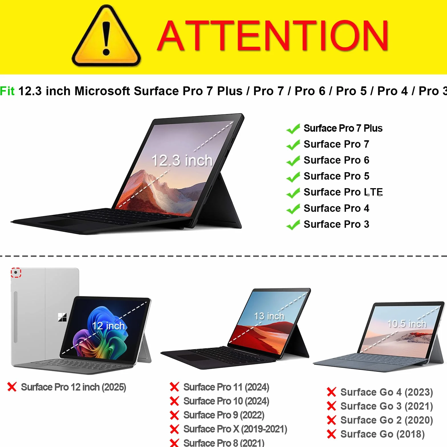 FINTIE Etui na Microsoft Surface Pro 7 / Pro 6 / Pro 5 / Pro 4 / Pro 3 - etui biznesowe z kieszenią, kompatybilne z klawiaturą typu (czarne)
