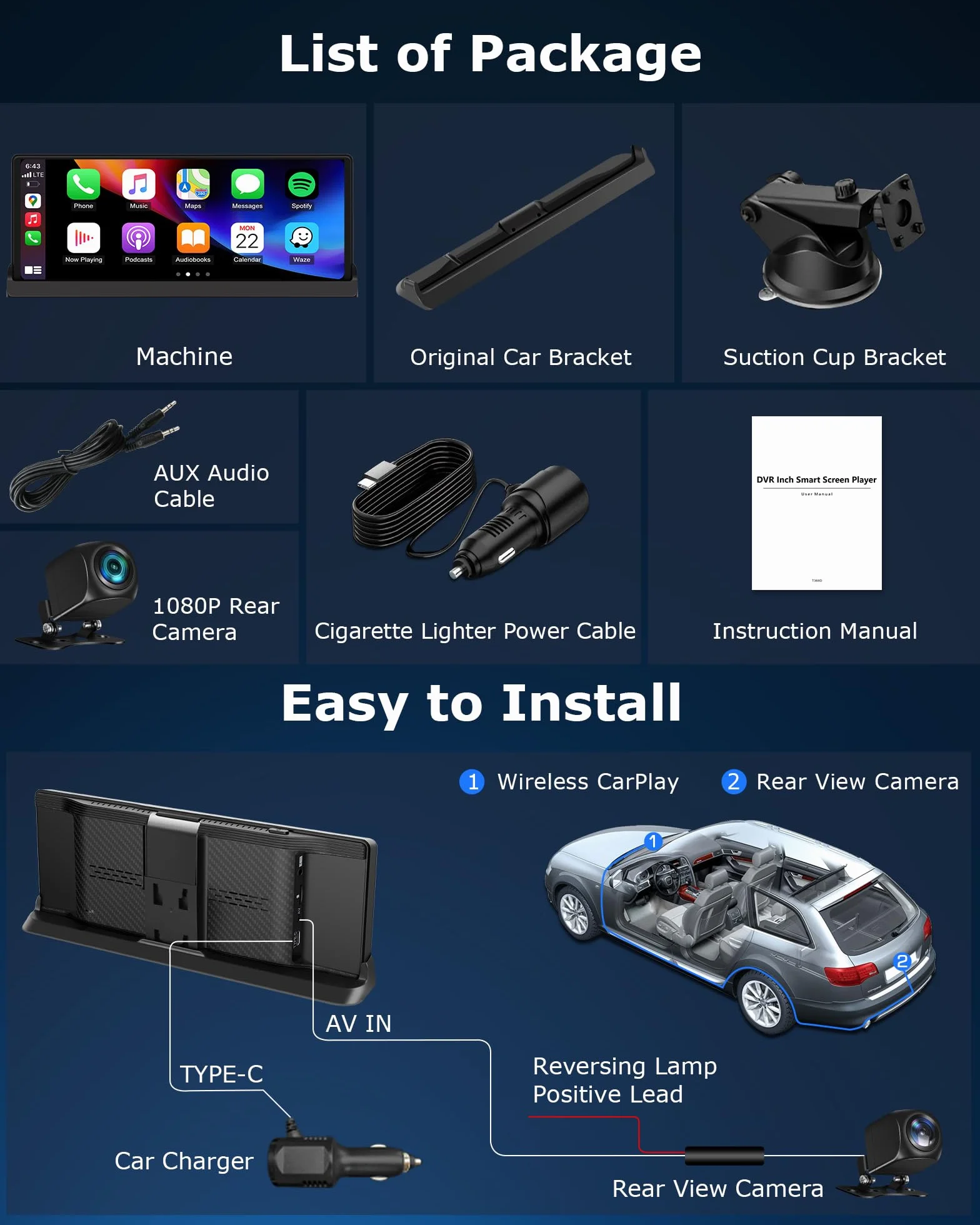 Ekran 4 w 1 do samochodu Carplay Android Auto Avec You.tube/Net.flix/Tik.tok | Obsługa Exclusif 10,26 Pouces Android Auto Display radio samochodowe do samochodu, z kamerą Recul Wi-Fi dwupasmowy, Bluetooth