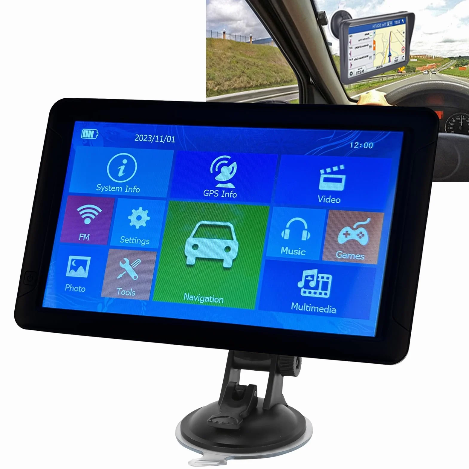 Samochodowa Nawigacja GPS, 9-calowa Nawigacja Samochodowa GPS Duży Ekran Dotykowy POI z Nawigacją Głosową 800 × 400 Przenośny do Ciężarówki