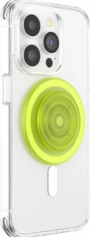 PopSockets Phone Grip for MagSafe, Secure Magnetic Phone Grip & Stand, Hands-Free Kickstand, Wireless Charging Compatible - Chartreuly Translucent Glow in The Dark