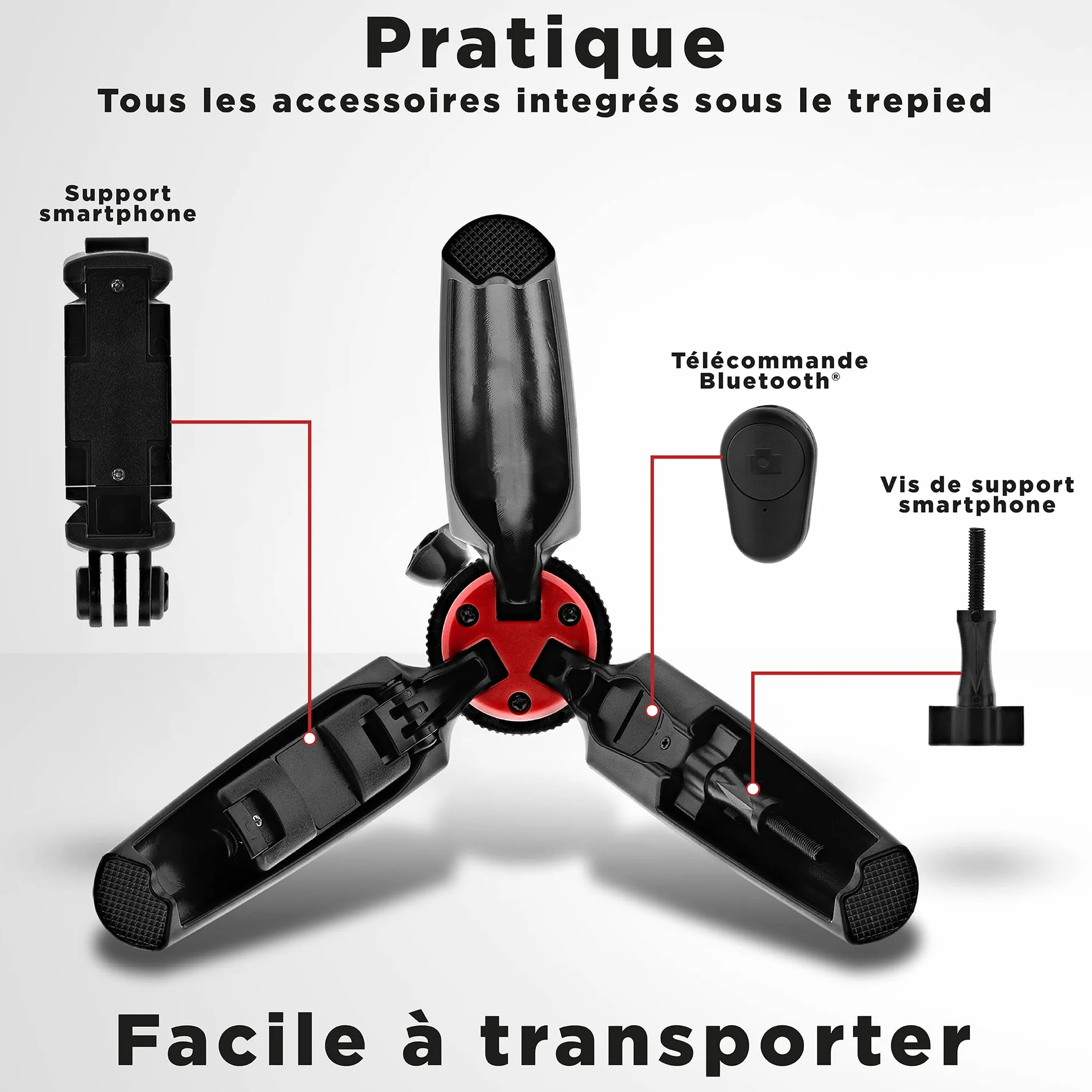 T'nB TnB PKVLOGGER Vlogger zestaw akcesoriów statyw, uchwyt na smartfon, mikrofon, lampa błyskowa LED i pilot zdalnego sterowania Bluetooth