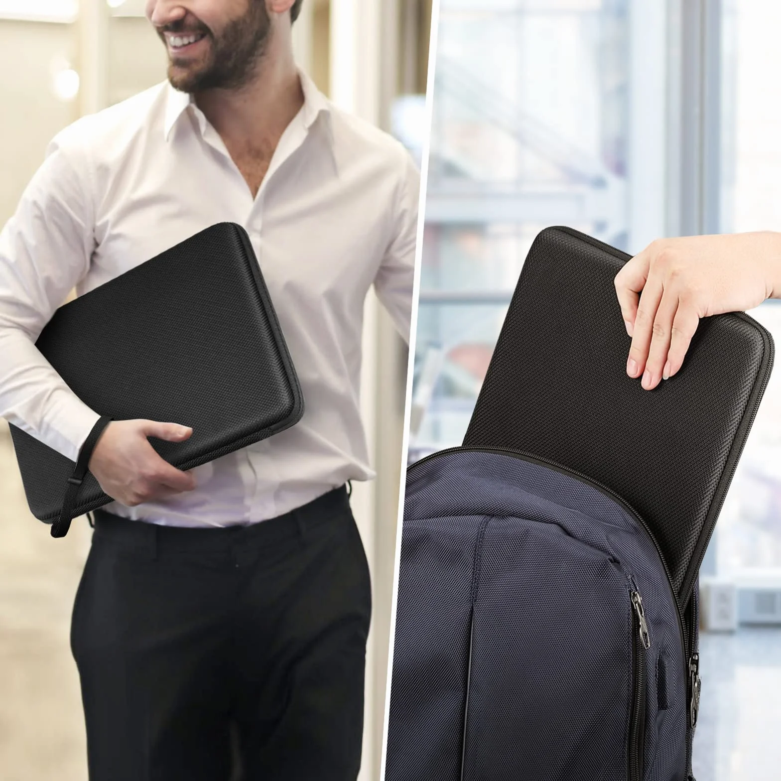 FINPAC Torba na laptopa 15,6 cali, twardy futerał ochronny do 16 cali MacBooka Pro 2026-2019, do 15,6" laptopa Lenovo, wstrząsoodporny futerał do 15,6 cali laptopa HP/Acer/ASUS/Surface/MSI