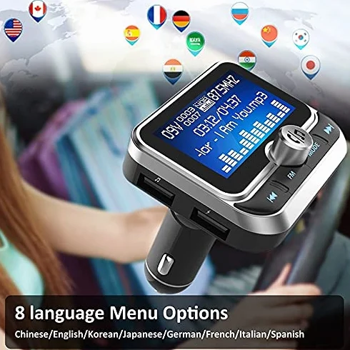 Adapter audio Bluetooth. Nadajnik FM Car Bluetooth MP3. Gracz Dual. USB QC 3.0. Szybka ładowarka AUX. Samochód audio. FM. Modulator z pilotem TF. Karta (Color Name : FM transmitter)