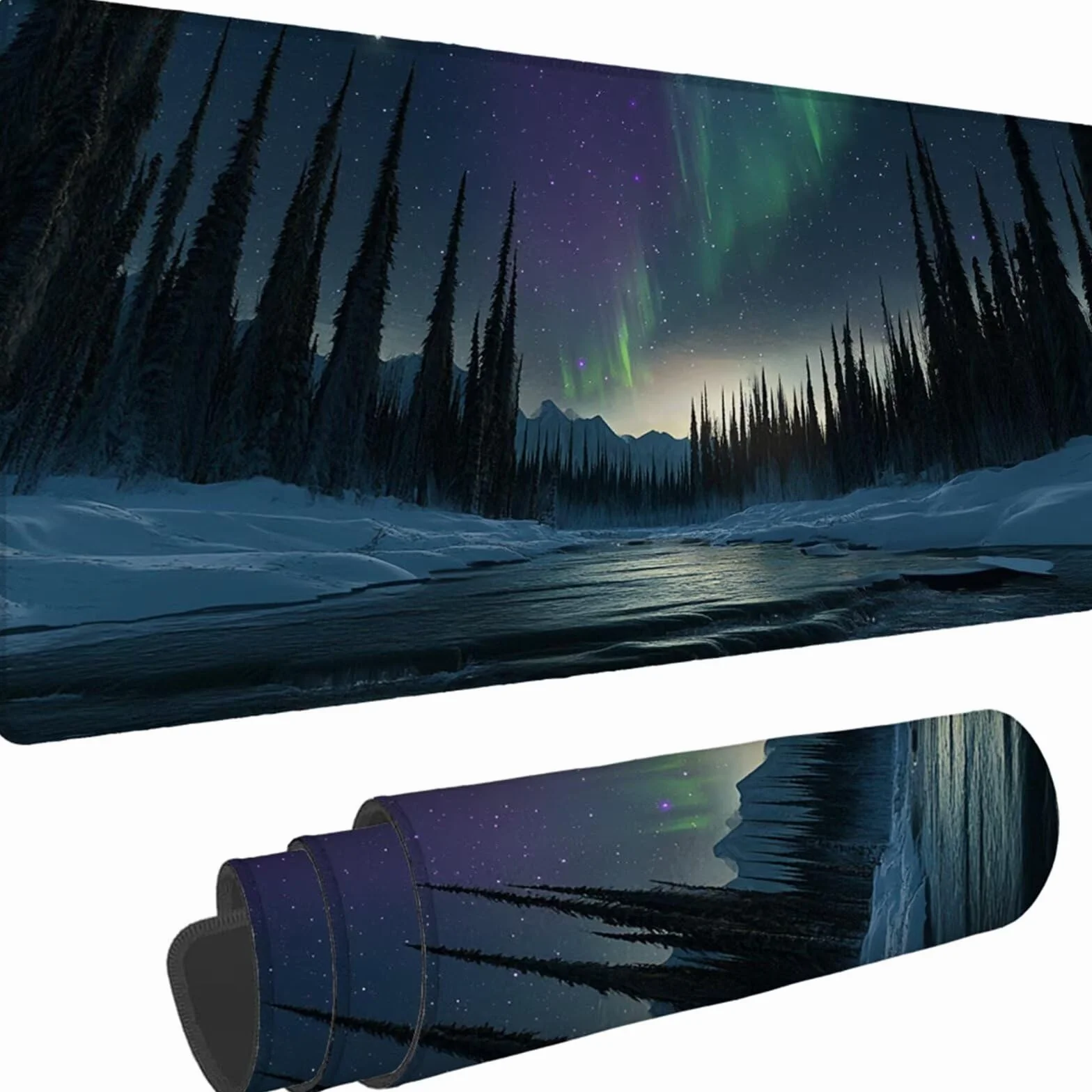 Gamingowa podkładka pod mysz 1200 x 600 x 3 mm, XXL, wodoszczelna, odporna na ścieranie, ze zszytymi krawędziami, podkładka na biurko, poprawia prędkość i precyzję, do komputera, biura, wzór drzewa xn
