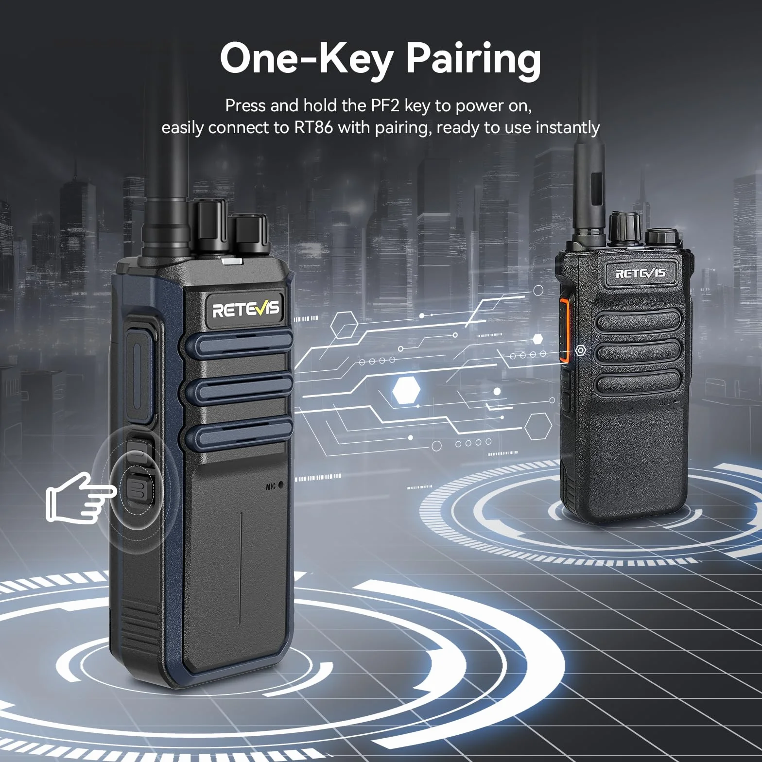 Retevis RT86A Walkie Talkie Dalekiego Zasięgu dla Dorosłych z 6-drożną łAdowarką, Akumulatorem 2500 mAh, Połączeniami Grupowymi, Wytrzymałym Dwukierunkowym Radiotelefonem dla Firm (6 Sztuk, Czarny)