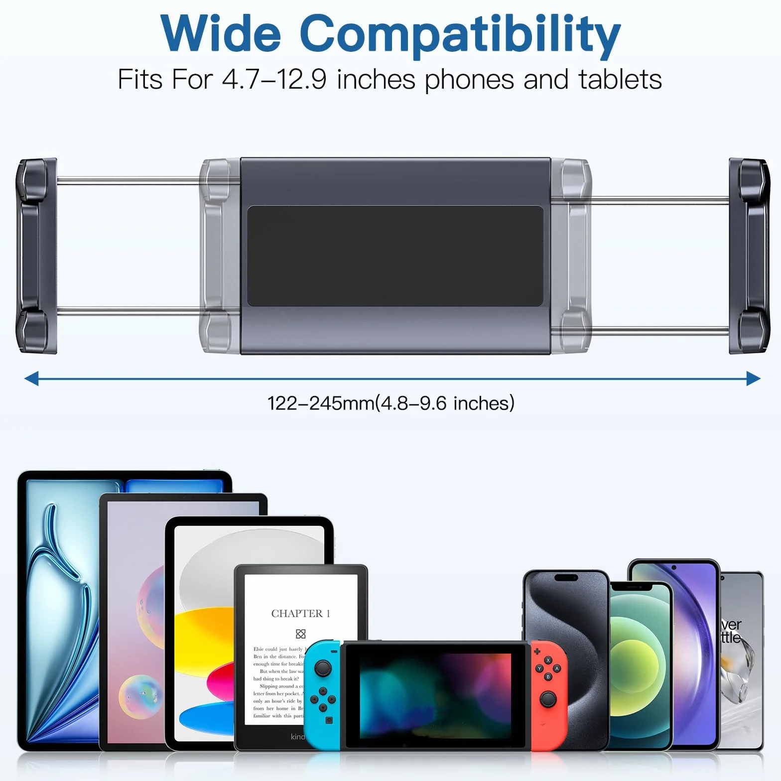Uchwyt na tablet do łóżka, stołu, regulowany, długi uchwyt na ramię, tablet, kompatybilny z telefonami komórkowymi, iPhone'ami, iPadami, Galaxy Tab, Kindle Fire/lub innymi urządzeniami o