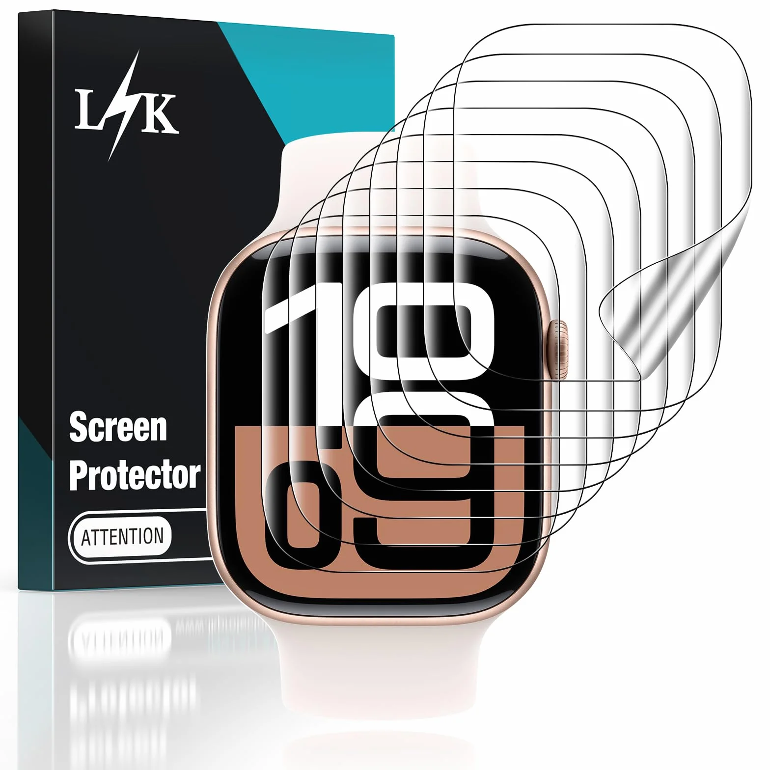 LϟK 8-pak folii ochronnych na ekran Apple Watch Series 11/10 42 mm, samonaprawiająca się folia ochronna na ekran TPU, odporna na zarysowania, 0 bąbelków, HD wrażliwa na dotyk, ulepszona elastyczna