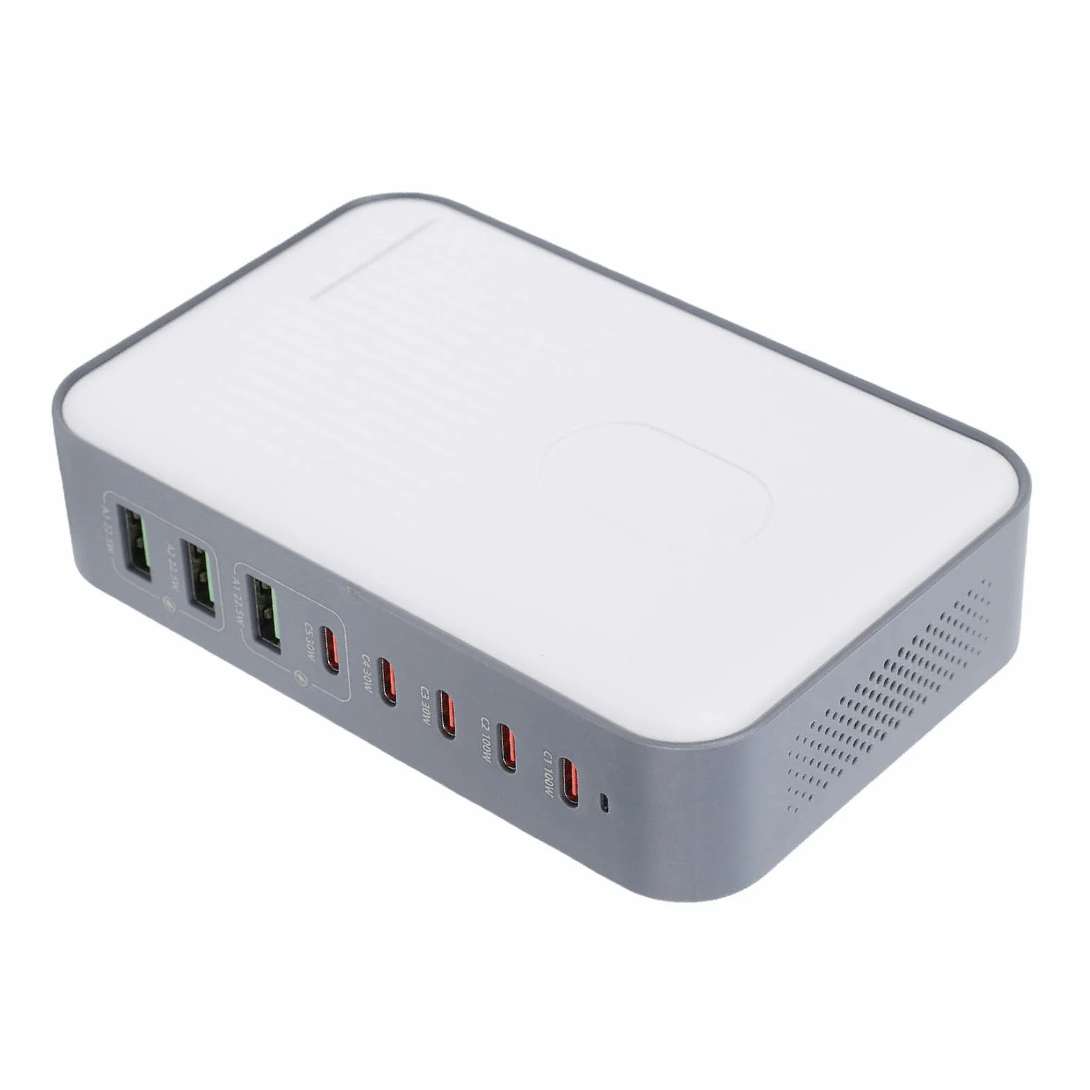 Sxhlseller 8-portowa Stacja ładująca USB z Szybkim ładowaniem PD 100 W |Podwójne ładowanie Laptopa, 200 W, Stabilna Podstawa W Kształcie Litery U do Telefonów, Tabletów i Nie Tylko (wtyczka UE)
