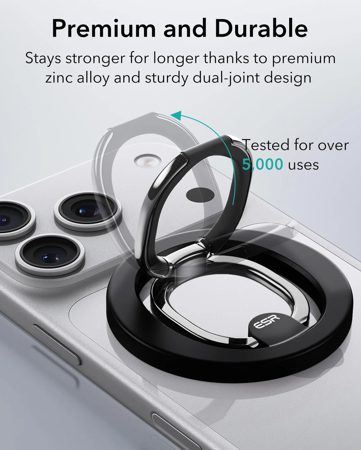 ESR MagSafe Ring Holder, podwójny pierścień magnetyczny uchwyt na telefon do wszystkich smartfonów, stop MagSafe stojak na telefon iPhone Air 17 Pro Max 16 15 14 Plus 13 12-7, Galaxy S25, Pixel 10 (2