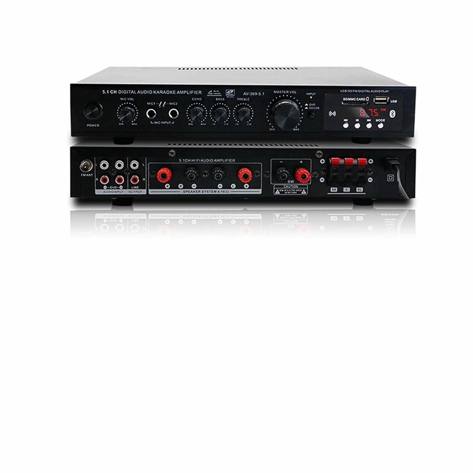 Wzmacniacz stereo Bluetooth 5.1 Odbiornik 6-kanałowy system kina domowego Elementy wzmacniacza