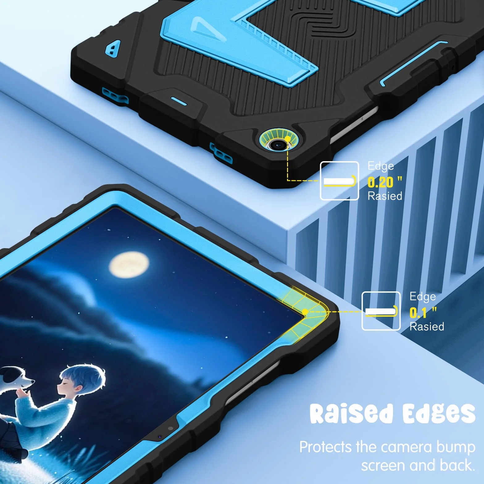 FINTIE Etui do Samsung Galaxy Tab A11 Plus (A11+) 11 cali 2025 i Galaxy Tab A9 Plus (A9+) 11" 2023, odporne na wstrząsy z podpórką, czarne/niebieskie