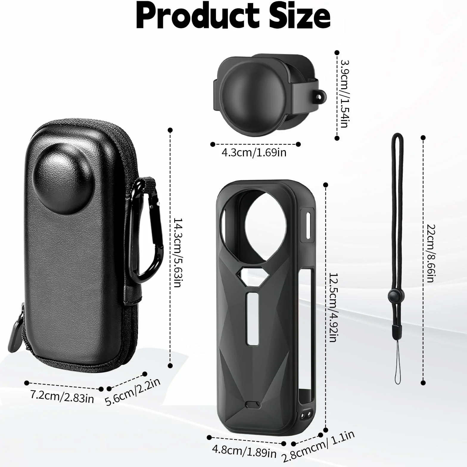 Zestaw silikonowych etui i toreb do Insta360 X5/X4 – skóra PU, twarda obudowa, silikonowa osłona obiektywu, odporna na uderzenia i zarysowania