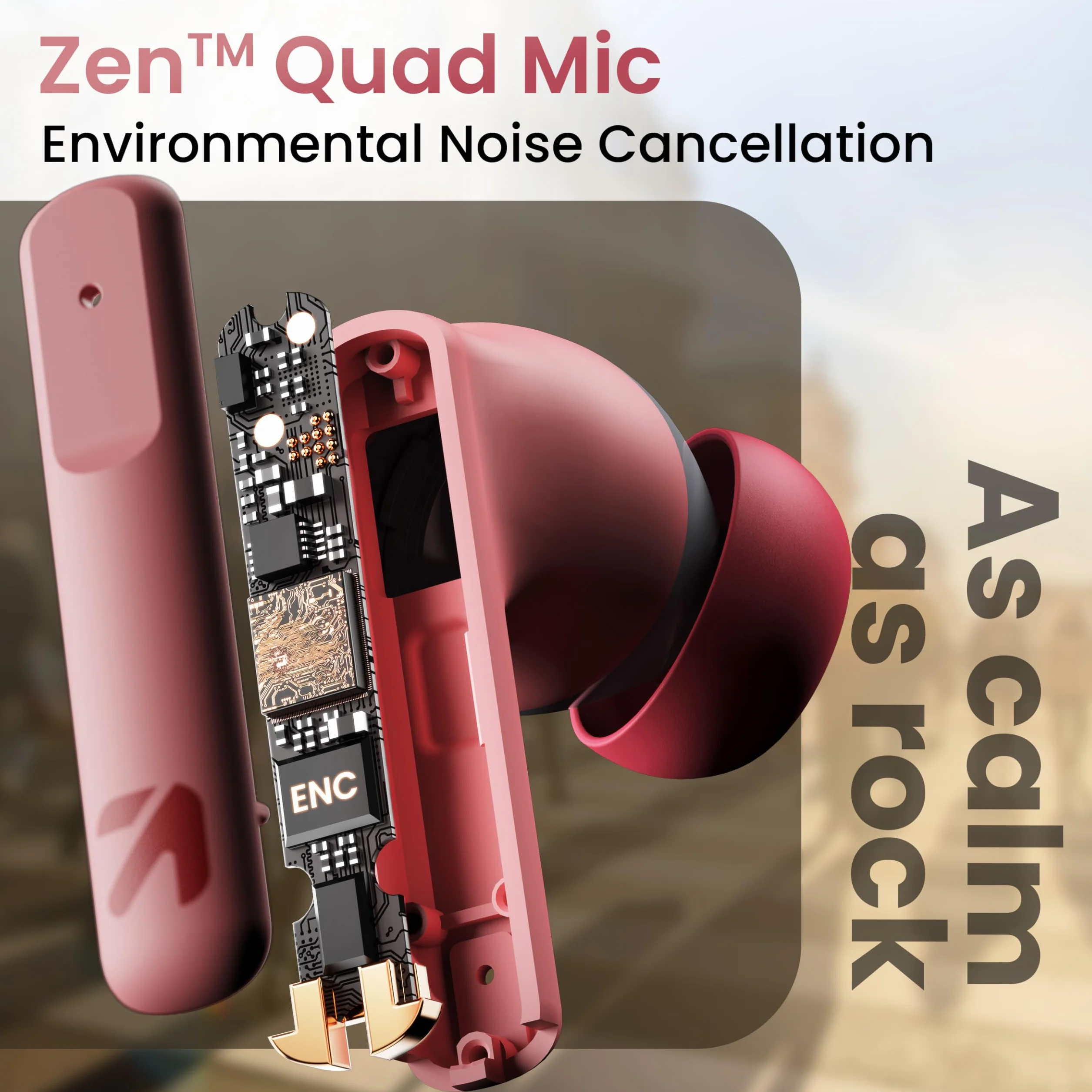 Boult Audio Z60 True Wireless słuchawki douszne z czasem odtwarzania 60H, Quad Mic ENC, 50 ms Low Latence Gaming IPX5 Słuchawki douszne TWS, Bluetooth 5.3, 13 mm Bass Drivers