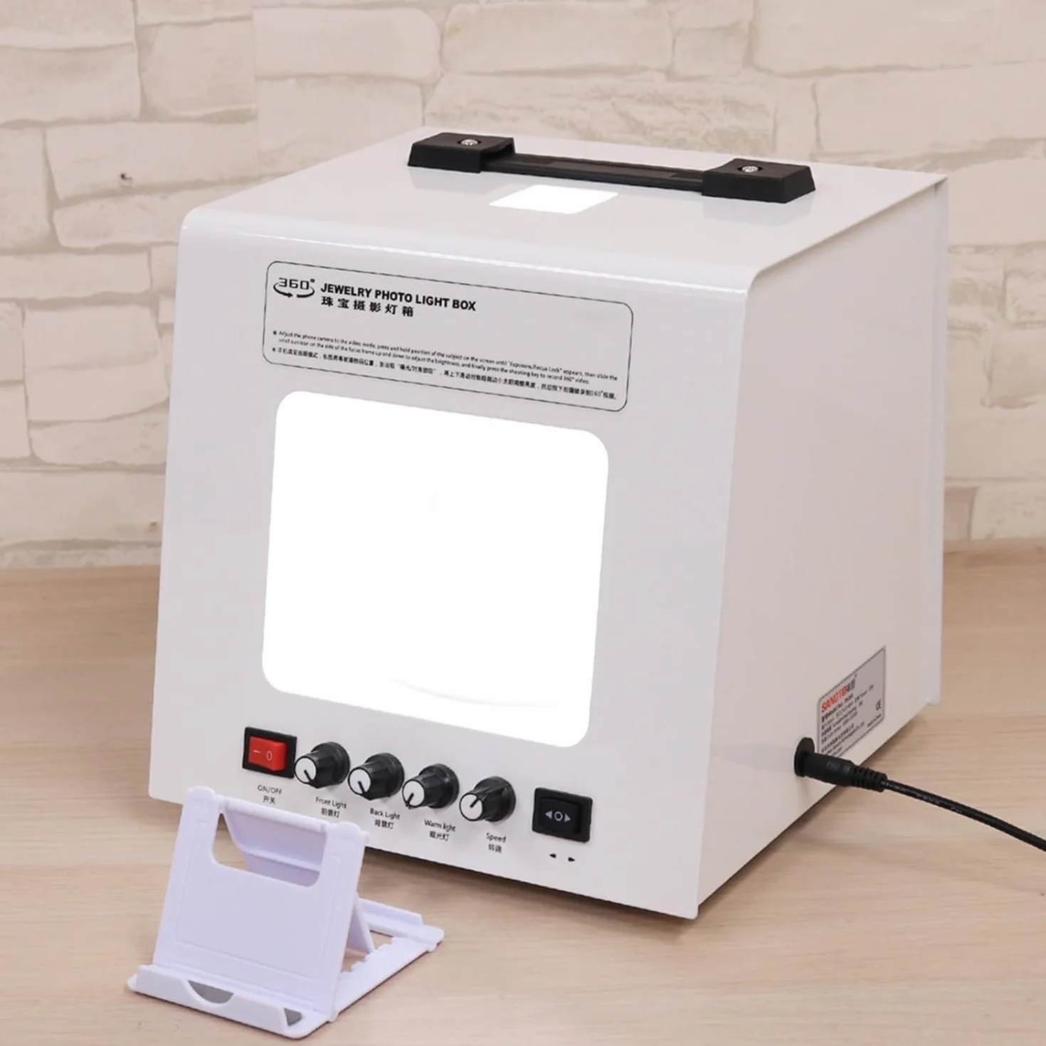 Miniaturowy Studyjny Light Box, ściemnialny Obrotowy Namiot Do Robienia Zdjęć Biżuterii 360°, Elektryczny Obrotowy ściemnialny Zestaw Do Fotografii Z Regulowaną, One Color, TB20