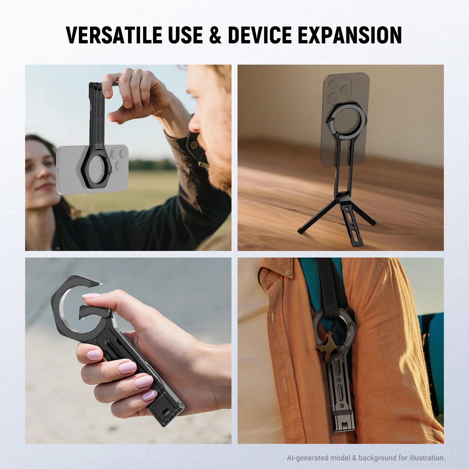 NEEWER Magnetyczny uchwyt na telefon komórkowy, lekki metal przenośny telefon komórkowy na biurko statyw do selfie uchwyt uchwyt na karabinek w stylu szybkiego uwalniania, kompatybilny z MagSafe