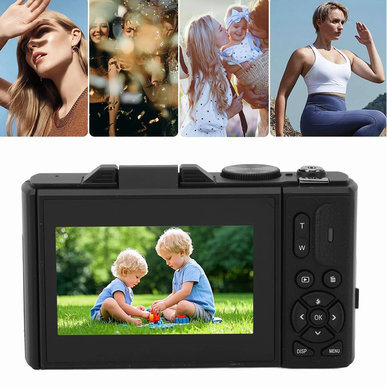 5K Aparat Cyfrowy, 75 MP HD 18x Autofocus Digitalzoom Aparat Fotograficzny Mini Kompaktowy Aparat z 3-calowym Wyświetlaczem dla Dzieci Nastoletnich dla Dorosłych Początkujących (BLACK)