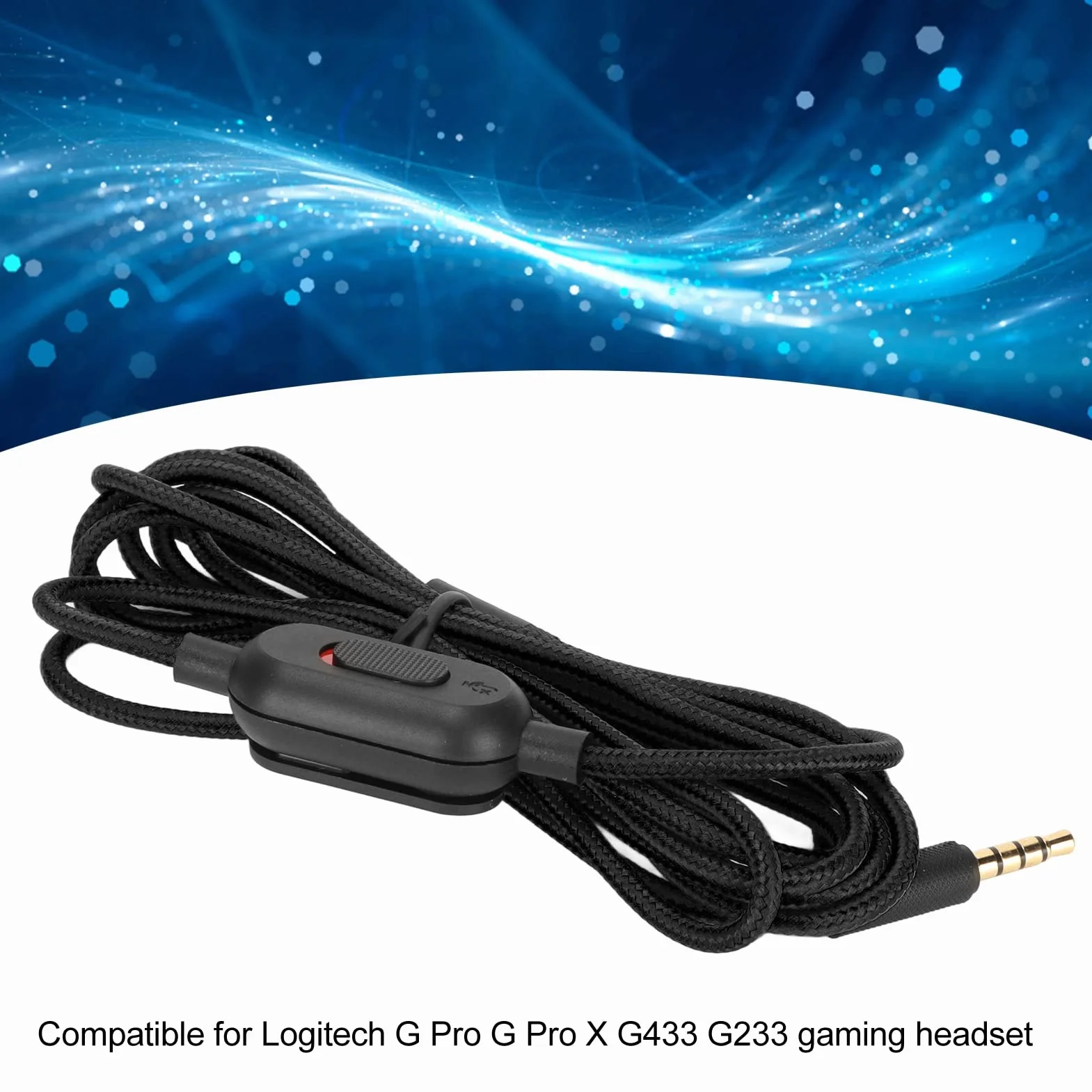 Ejoyous Kabel do słuchawek zamiennych do zestawu słuchawkowego, tkany kabel do słuchawek z regulacją głośności i wyłącznikiem wyciszającym do G Pro G Pro X G433 (czarny)