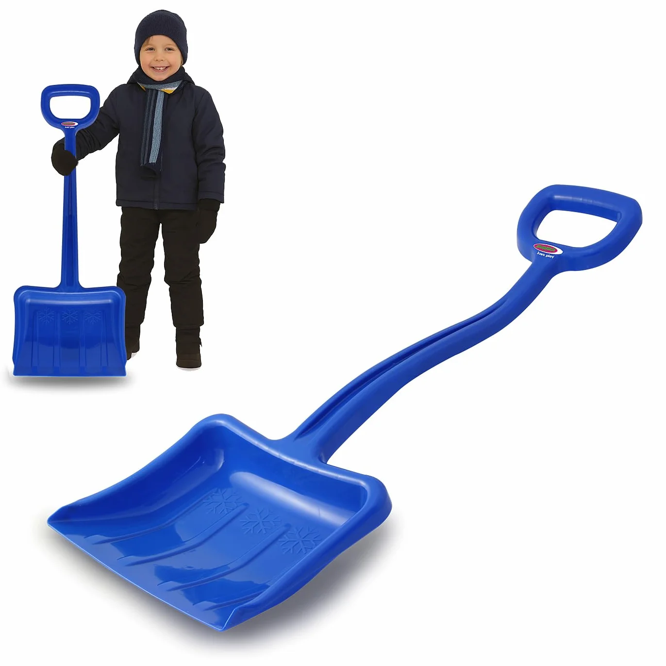 Jamara 460400 niebieska 460400-śnieg, łopata do śniegu, 70 cm, wytrzymała i stabilna, wzmacniające żebra w ostrzu, poręczny uchwyt z tworzywa sztucznego w kształcie litery D