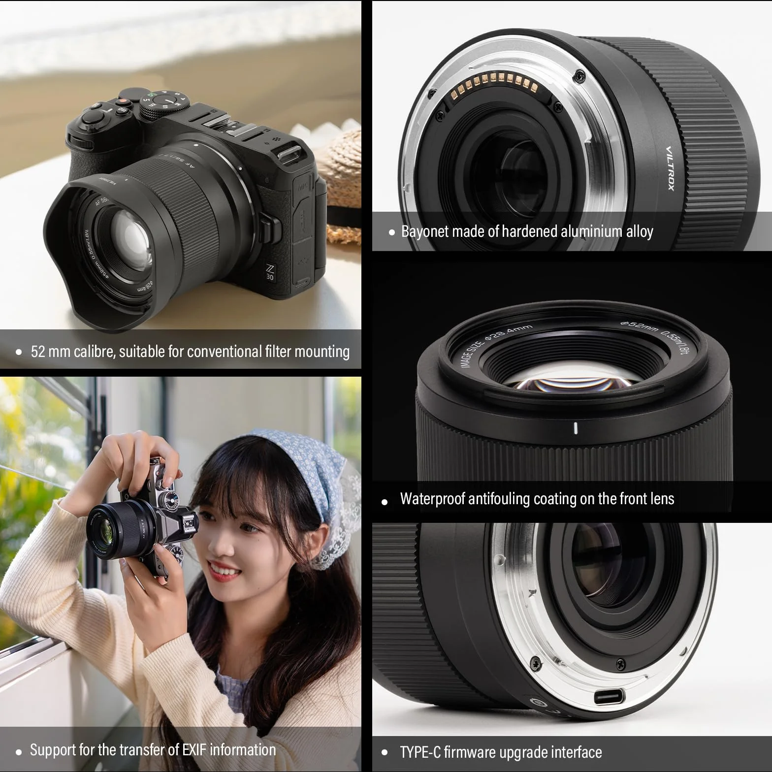 VILTROX 56 mm F1.7 APS-C autofokusowe obiektywy do aparatu Nikon Z Mount, standardowy obiektyw z dużą przysłoną, kompatybilny z Nikon ZFC Z30 Z50 Z5 Z6 Z6II Z7 Z7II Z8 Z9