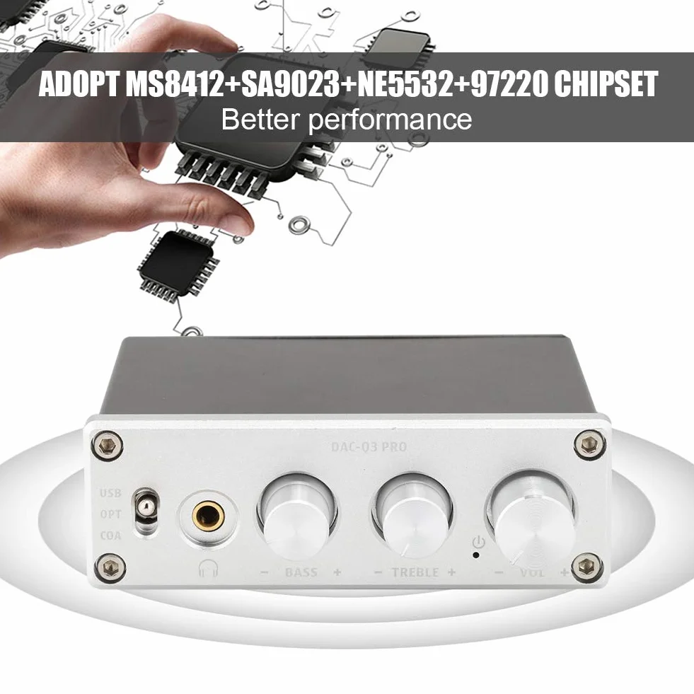 Włókno/Coax + PC-USB wejście DAC dekoder, ze wzmacniaczem słuchawek wsparcie dekodowania audio dla słuchawek 3,5 mm (srebrny)