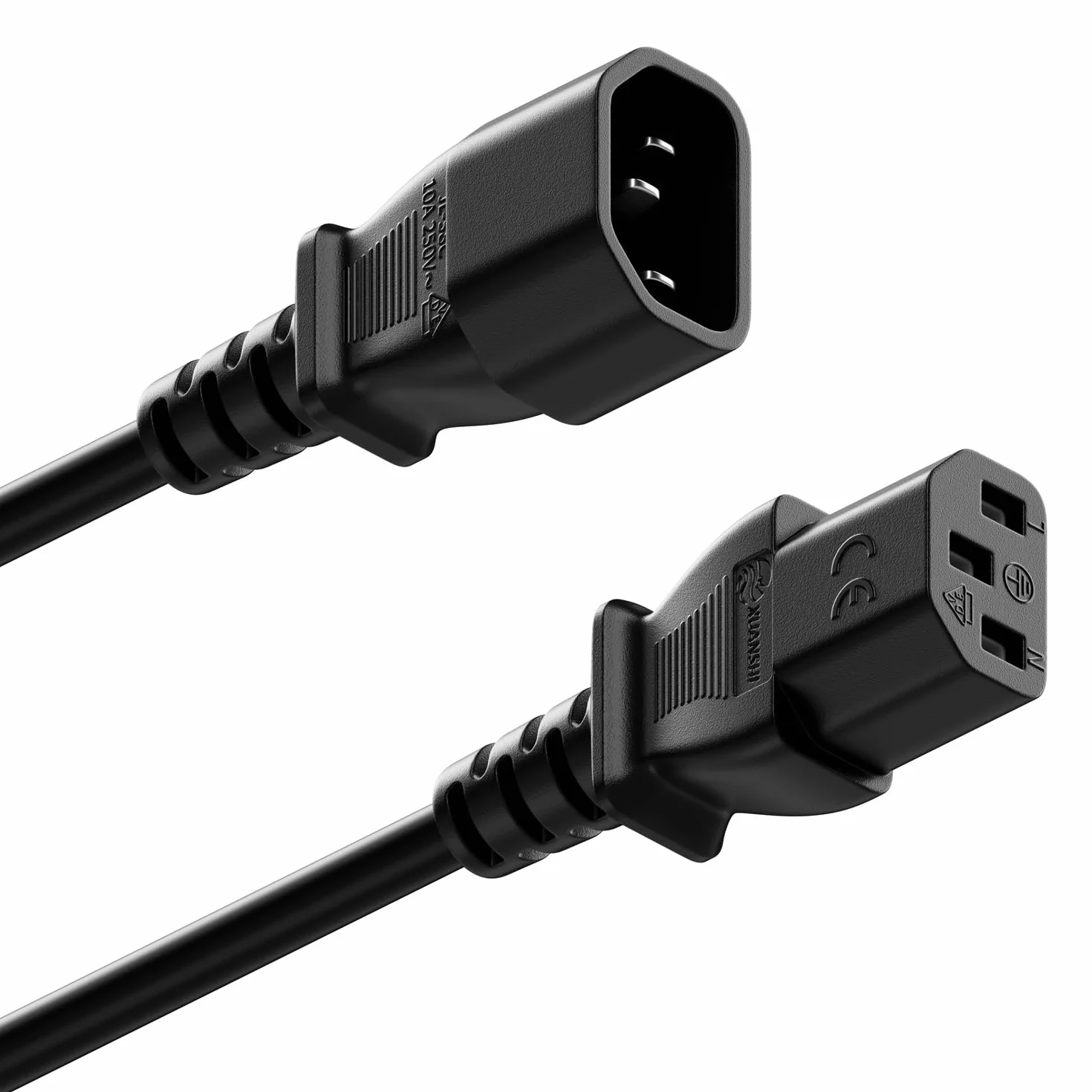 deleyCON 5m Kabel Przedłużający IEC C13 na C14 - Prosty Wtyk C13 na Gniazdo C14 - Urządzenia Domowe, PC, Monitor, Projektor, Drukarka - Czarny