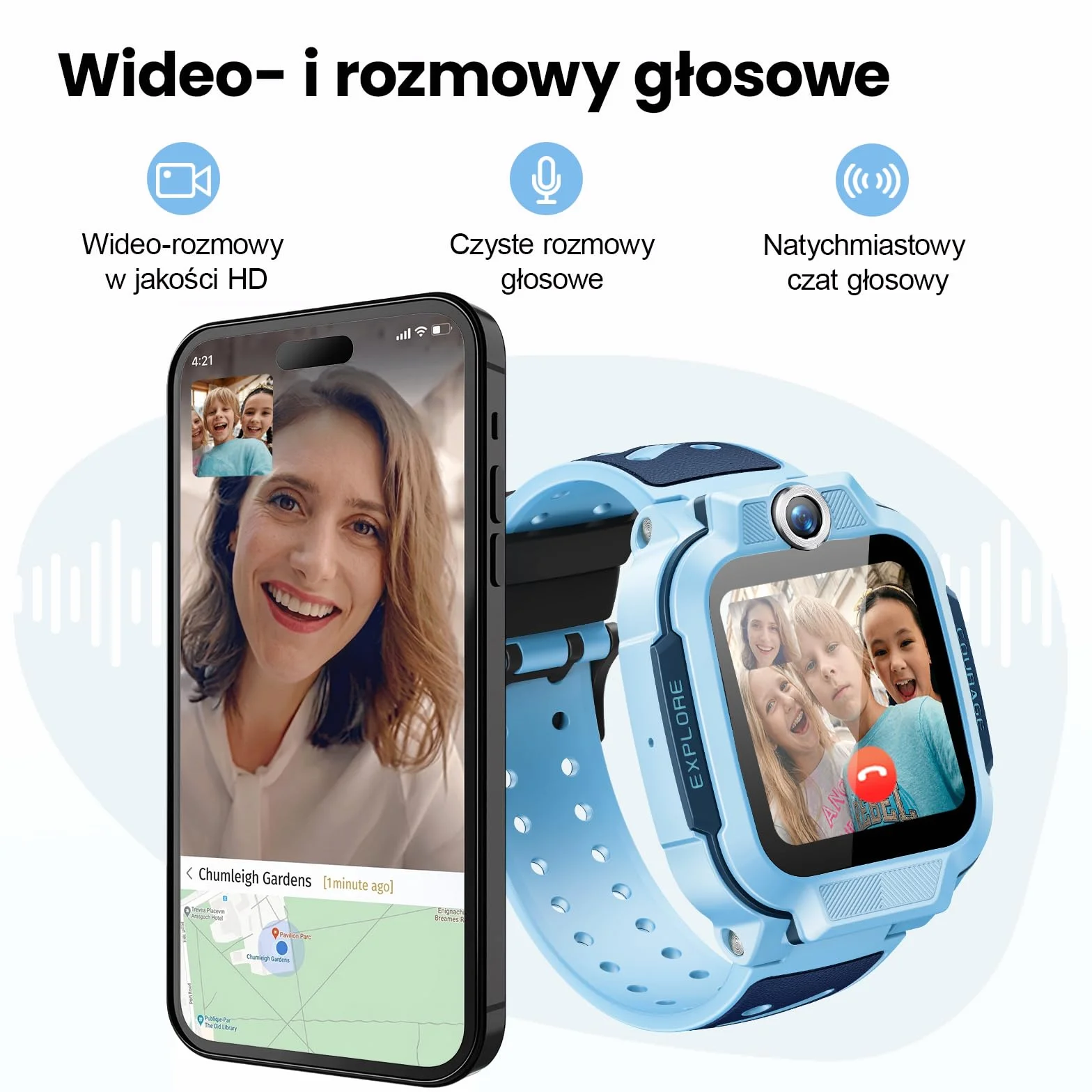 imoo Z3 4G Zegarek inteligentny dla Dzieci, GPS rzeczywisty, rozmowy wideo i głosowe, kontrola rodzicielska, ekran 1,5" HD, 8GB, IP68 wodoodporny, tryb szkolny, SOS, kolor niebieski