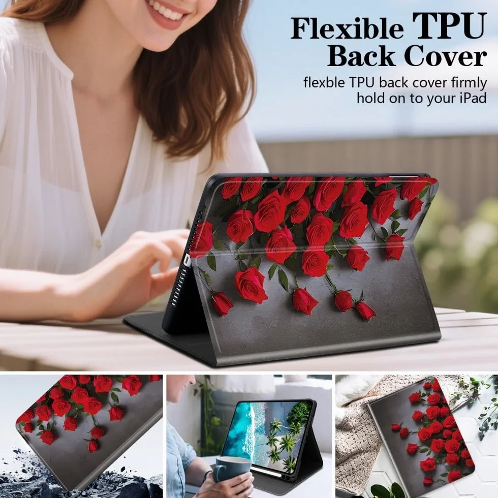 Kompatybilny z Honor Pad 10 HEY3W00 HEY3W10 12,1 cala 2025 (wzór: Niebieski stokrotek) Etui premium ze skórzaną klapką ze wzorem