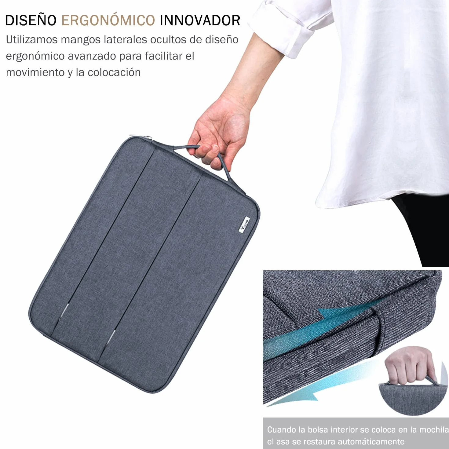 Voova Pokrowiec na laptopa wodoodporna 15 15,6 16 cali Macbook Pro HP Lenovo Acer ASUS Dell Fujitsu Gigabyte HUAWEI ciemnoszara