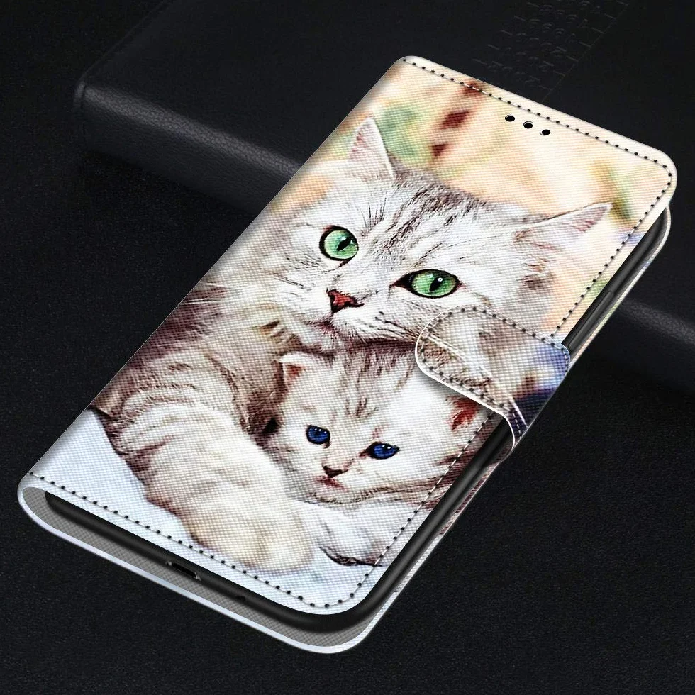 Etui do Google Pixel 7A, skórzane etui z klapką z wewnętrzną obudową TPU magnetyczny stojak z klapką kompatybilne z Google 7A - Kot 2